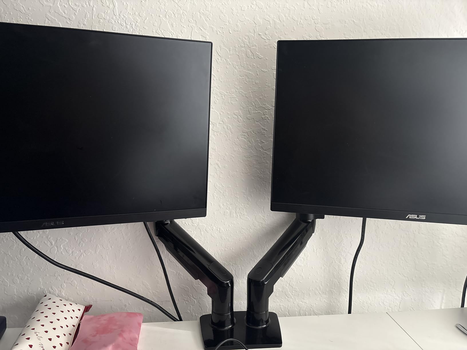 HUANUO FlowLift™ Dual Monitor Stand, Fully Adjustable Gaming Monitor Desk Mount for 13–32″ Computer Screens, Full Motion VESA 75x75/100x100 with C-Clamp & Grommet Base, Each Arm Holds 4.4 to 19.8 lbs customer photo 2
