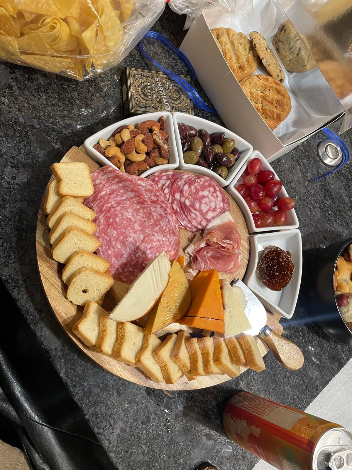 ChefSofi Charcuterie Board Set and Cheese Serving Platter - Made from Acacia Wood - US Patented 13 inch Cheese Board and Knife Set for Entertaining and Serving - 4 Knives and 4 Bowls customer photo 1
