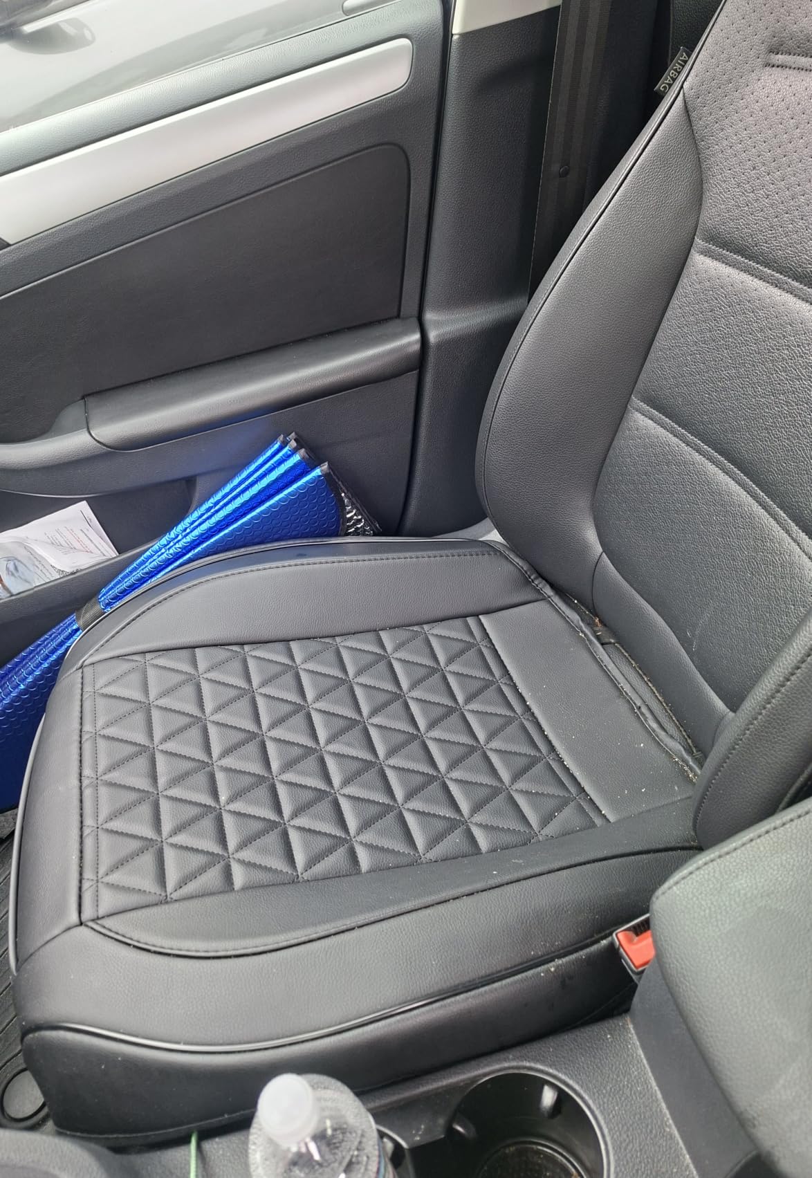 Black Panther Luxury Faux Leather Car Seat Cover Front Bottom Seat Cushion Cover, Anti-Slip and Wrap Around The Bottom, Fits 95% of Vehicles - 1 Piece, Black customer photo 2