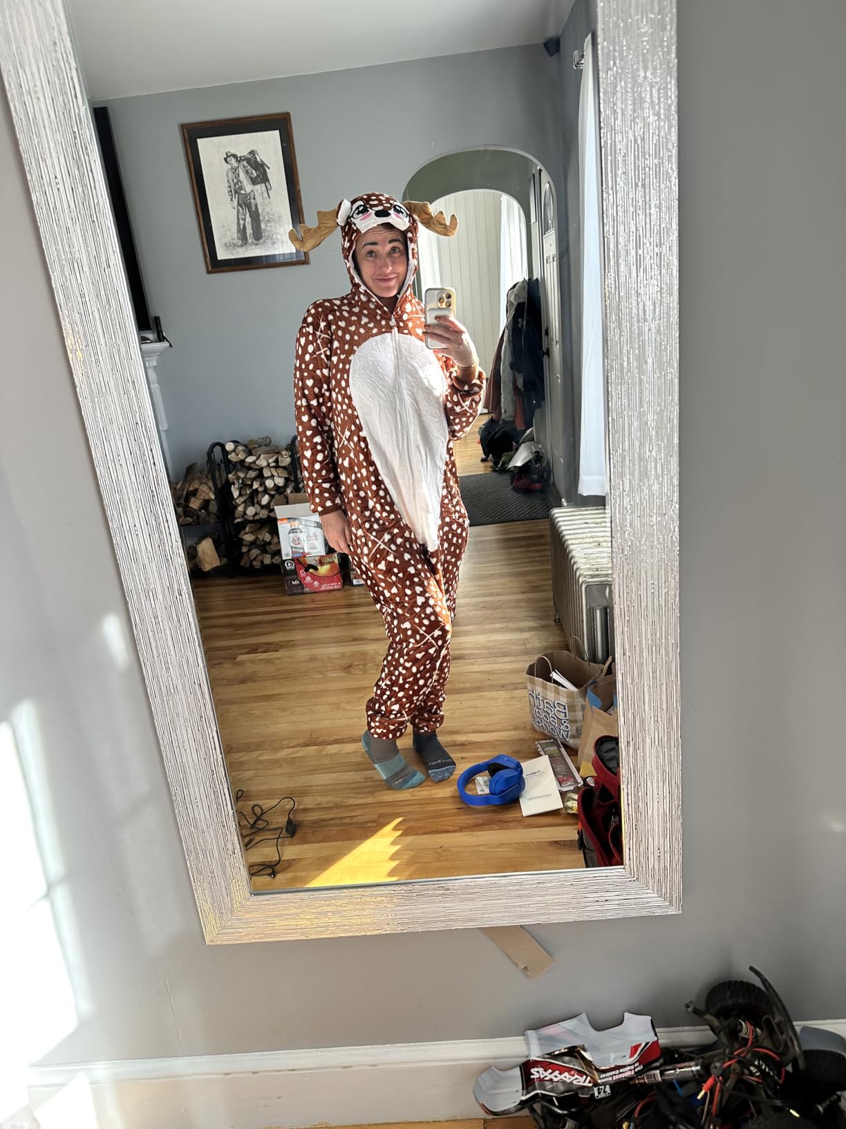 Reindeer Costume Deer Onesie for Adult Women Men Halloween Pajama customer photo 2