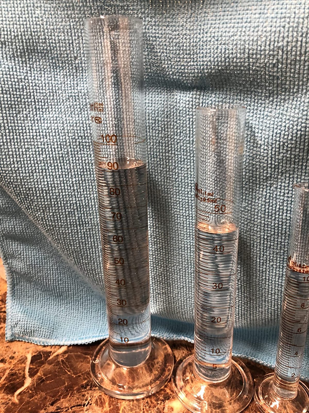 Thick Glass Graduated Cylinder Set 5ml 10 ml 50ml 100ml | Heat resistant thick glass measuring cylinders for lab liquid testing customer photo 1