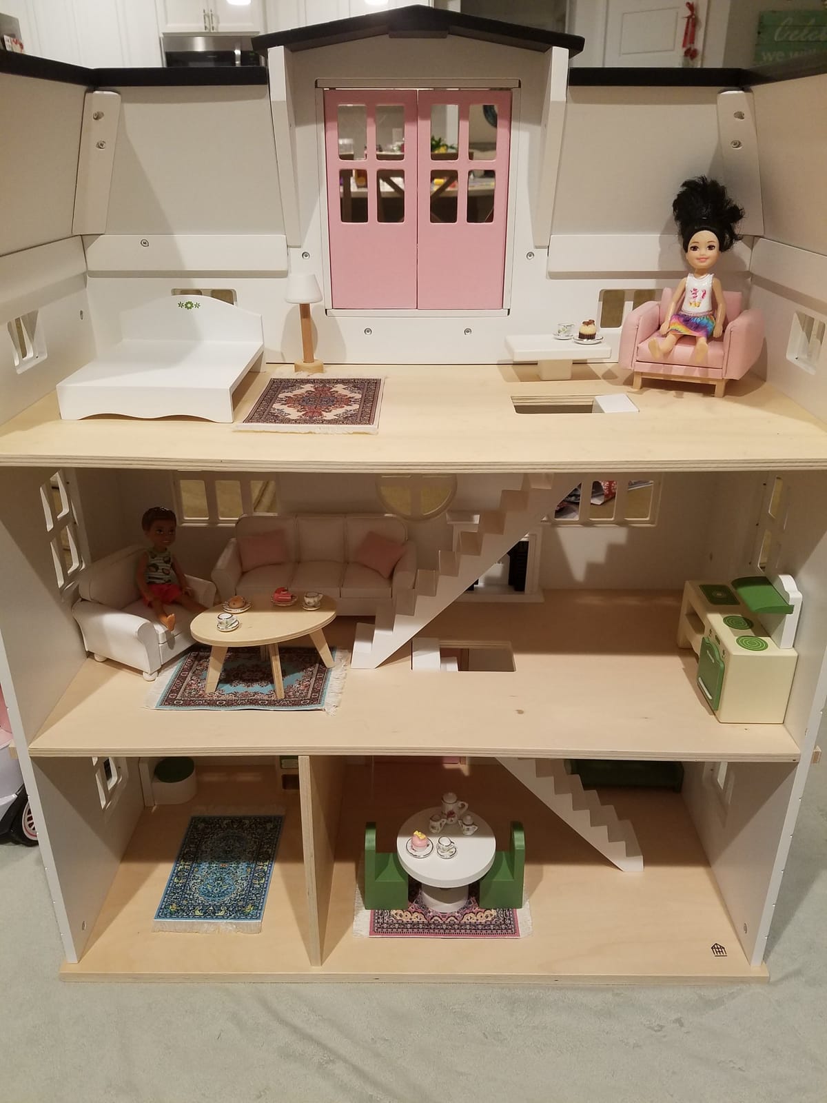 1:12 Dollhouse Miniature Wooden Vintage Black White Fireplace customer photo 2