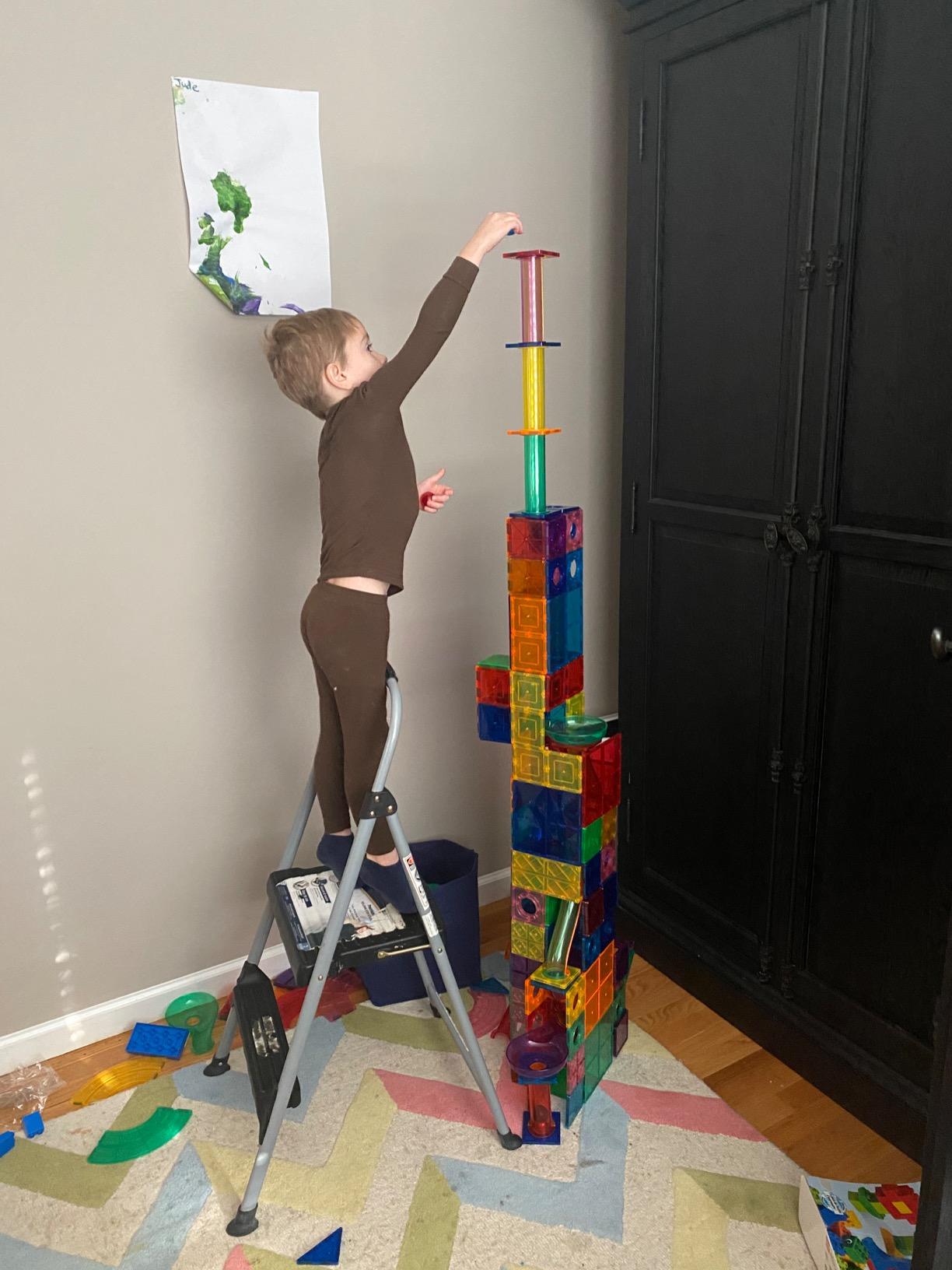 PicassoTiles 70 Piece Marble Run Magnetic Tiles Race Track STEM Ages 3+ customer photo 1