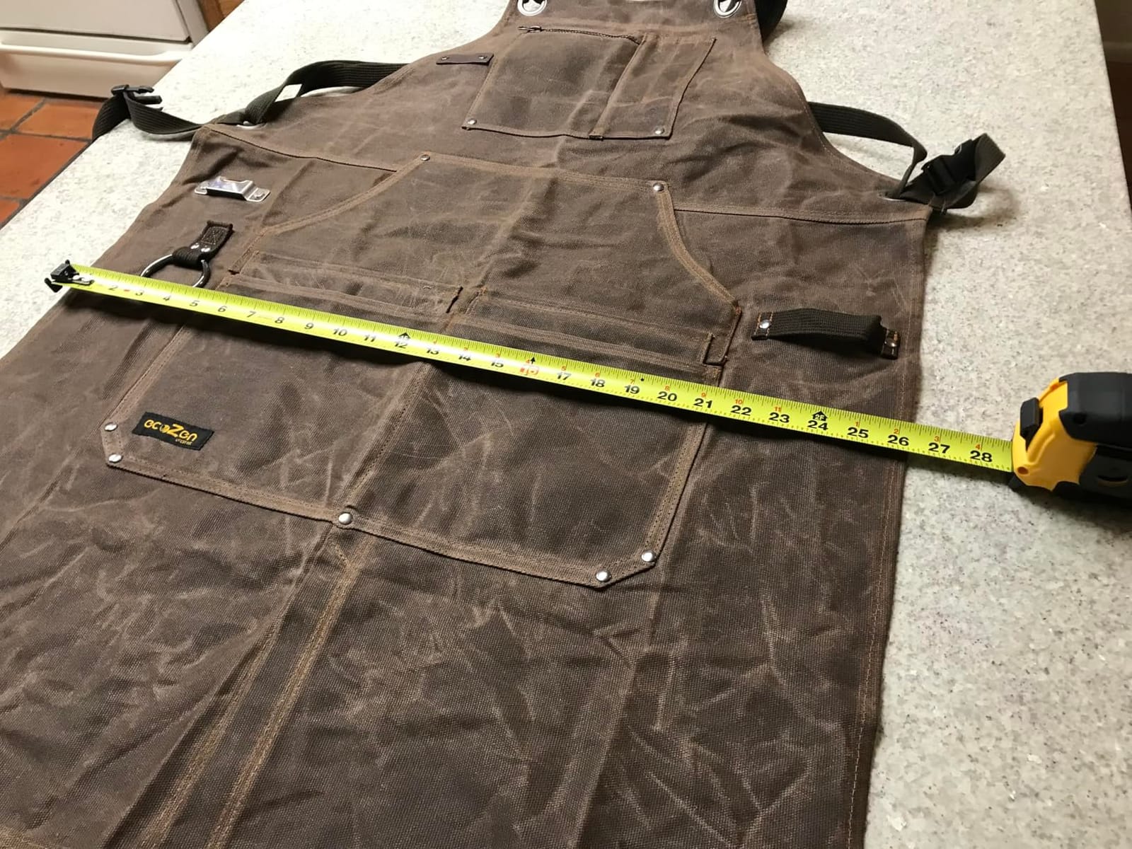 ecoZen 16oz Waxed Canvas Work Apron with Pockets - Waterproof, Fully Adjustable to Comfortably Fit Men and Women, 27 x 34 inches, Tough Tool Apron for Lasting Protection - Brown, Size S to XXL customer photo 1