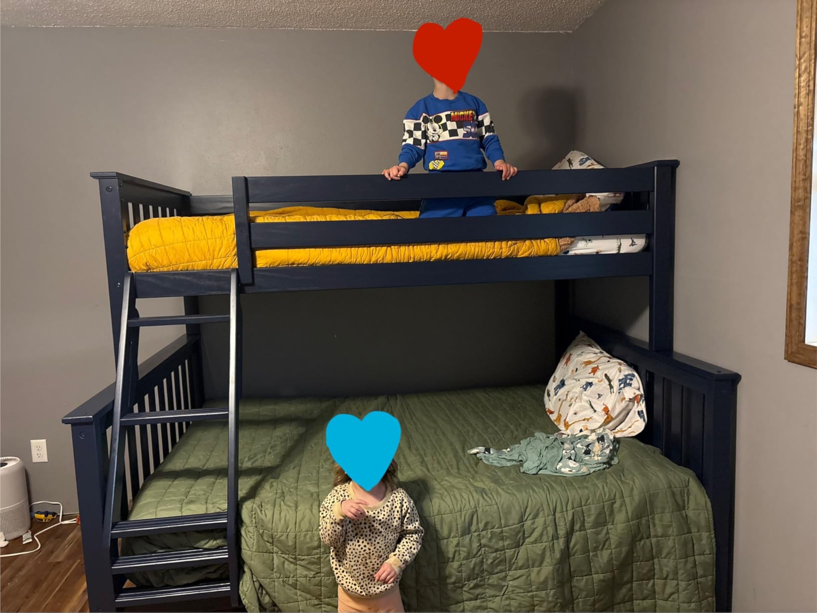 Max & Lily Bunk Bed Twin Over Twin, Solid Wood Bunk Bed Frame with Ladder for Kids, 14