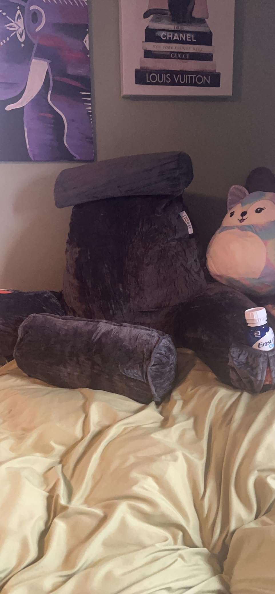 Nestl Reading Pillow for Bed, Back Pillow for Sitting Up in Bed, Dark Grey customer photo 2