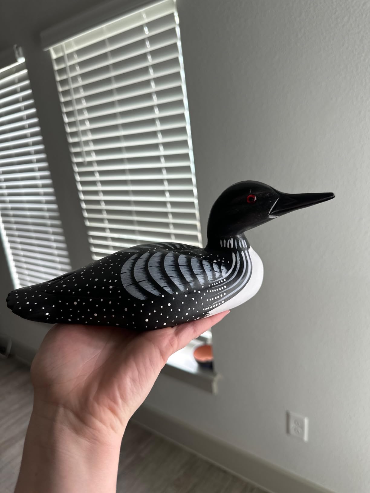 CVHOMEDECO Primitives Hand Engraving and Painted Wood Loon Farmhouse Figurine Decorative Accent, 10-1/4 Inch customer photo 2