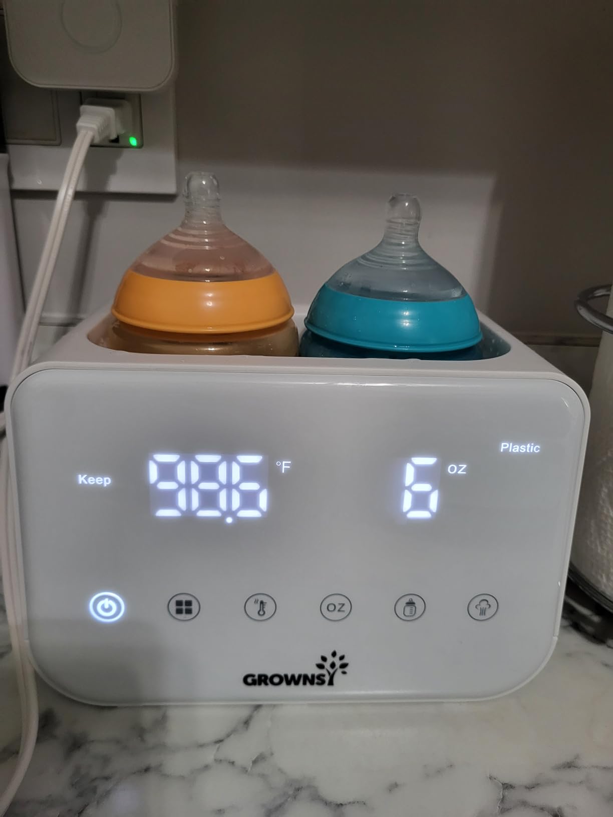 GROWNSY Fast Double Baby Bottle Warmer for Breastmilk & Formula, White customer photo 1