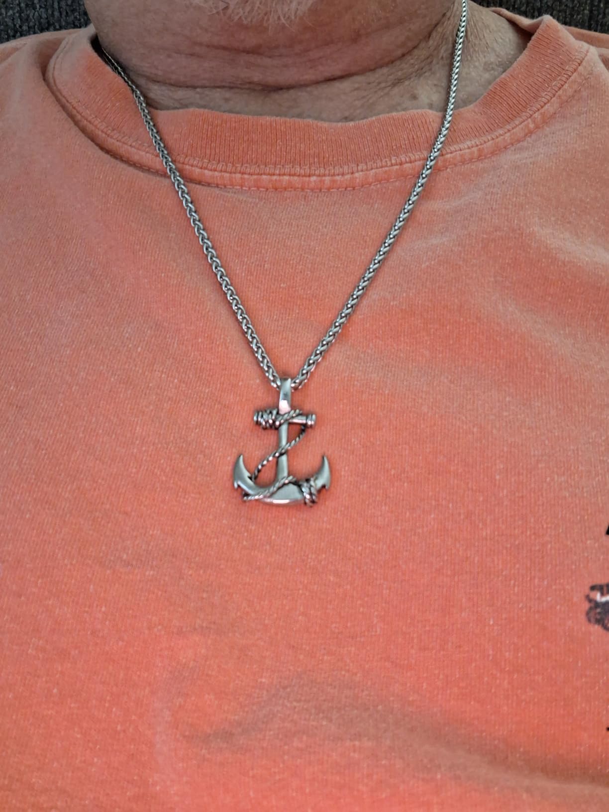 Mens Stainless Steel Nautical Anchor Necklace Vintage Navy Mooring Rope Anchor Pendant with 24 Inches Link Chain customer photo 2