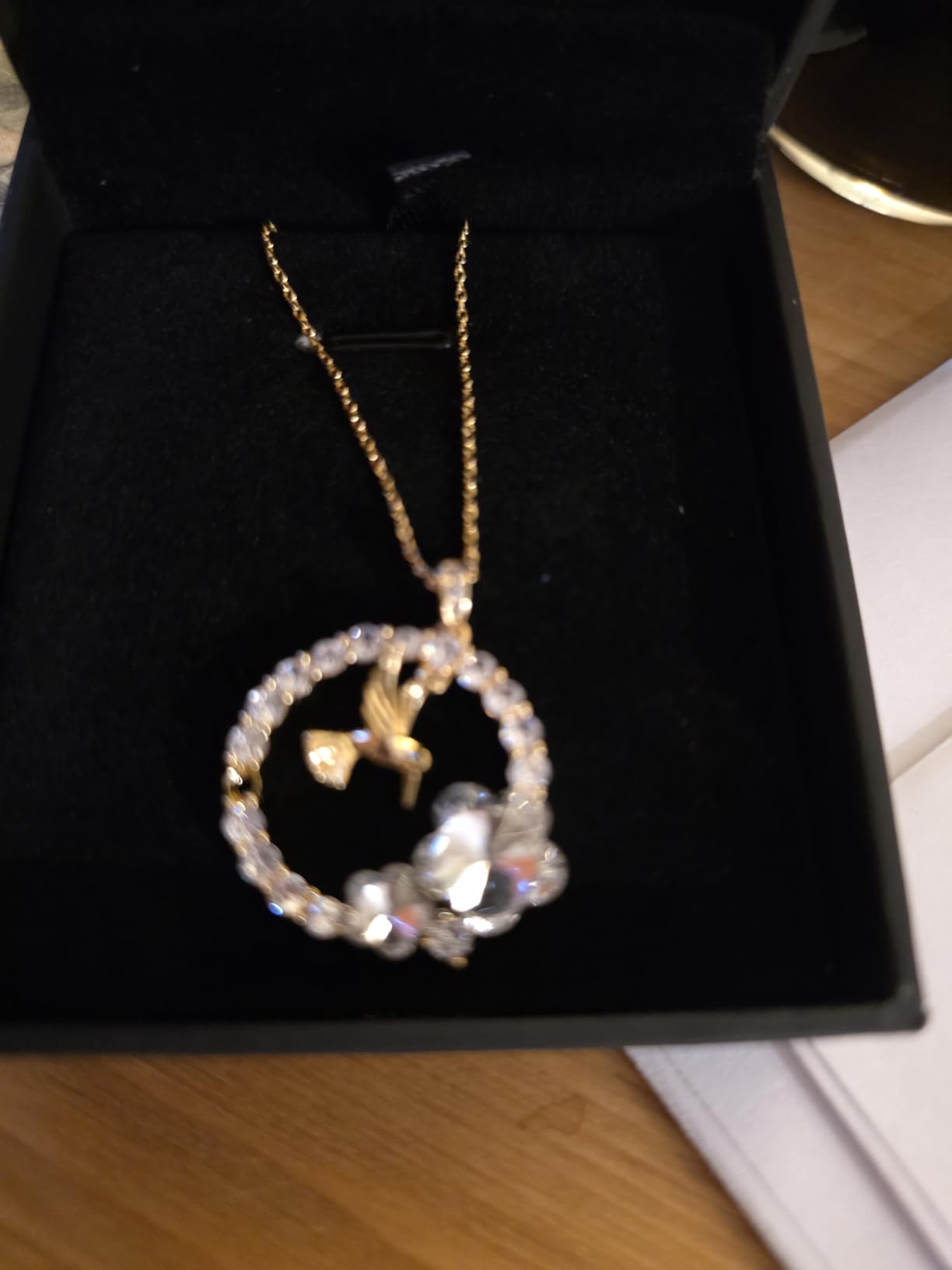 Sllaiss Hummingbird Necklace for Women Circle Pendant Bird Necklace jewelry customer photo 1