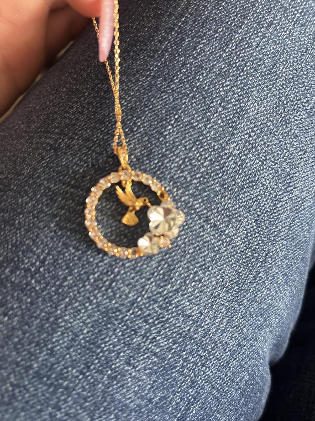 Sllaiss Hummingbird Necklace for Women Circle Pendant Bird Necklace jewelry customer photo 2