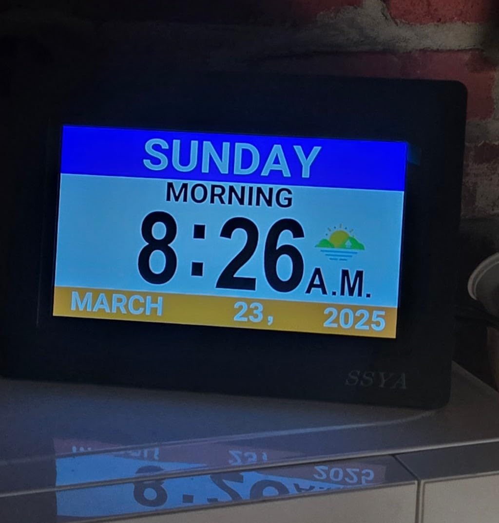 SSYA Digital Calendar Alarm Clock - Dementia Clocks for Seniors, Non-Abbreviated Memory Loss Clock with Date and Time for Elderly (White) customer photo 1