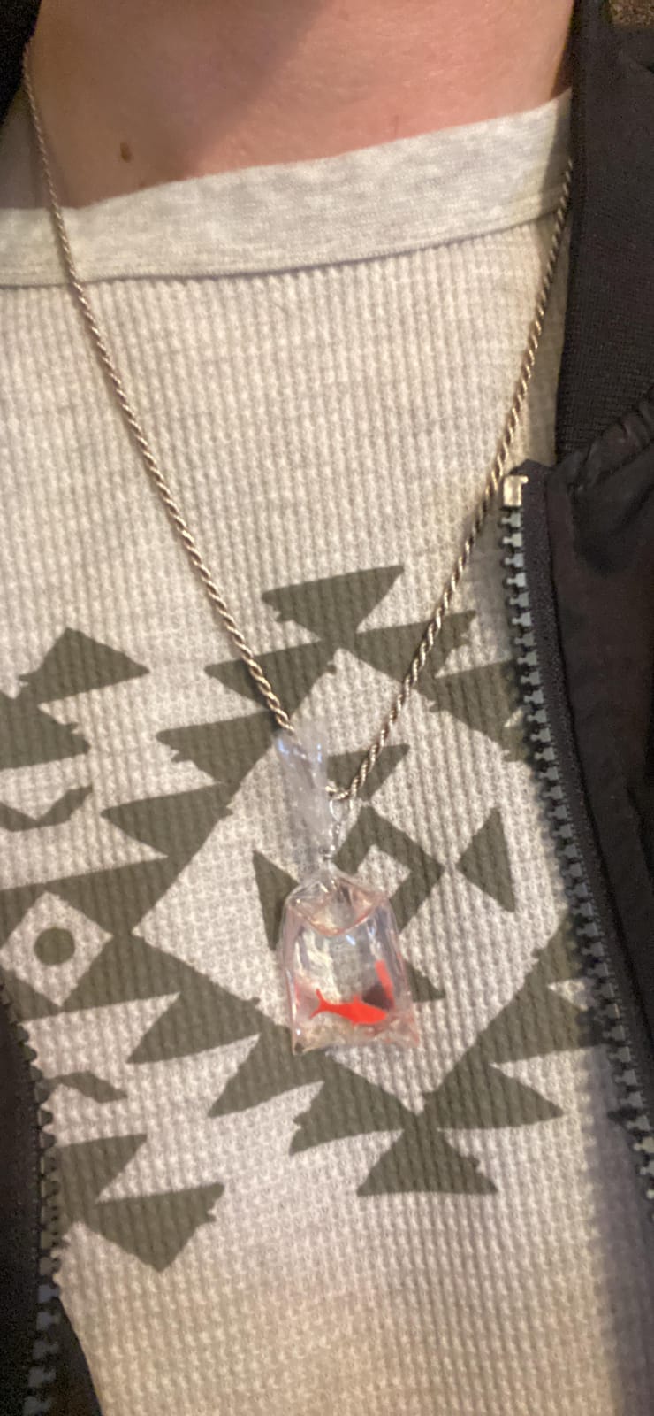 Amosfun Resin Goldfish Koi Fish Necklace Creative Transparent Water Bag Fish Pendant Japanese Lucky Pendant Necklace for Women Men customer photo 1