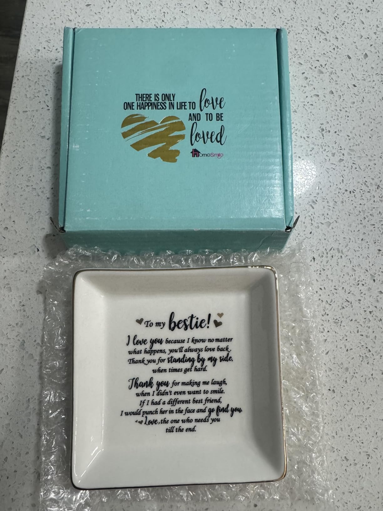 HOME SMILE Good Friends Bestie Birthday Gifts for Women Her Ring Trinket Dish Jewelry Tray-Good Friends are Like Stars - You Don't Always See Them But You Know They're Always There, Friendship Gifts customer photo 2