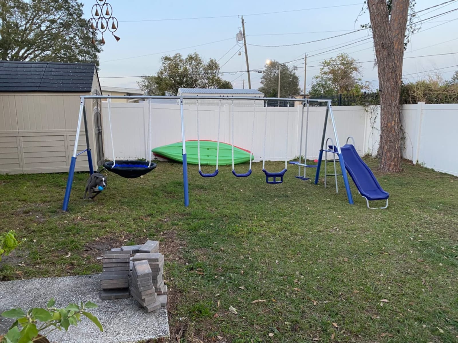Fun Forever - 8 User Metal Swing Set for Backyard with Slide, 800lbs. Max customer photo 2