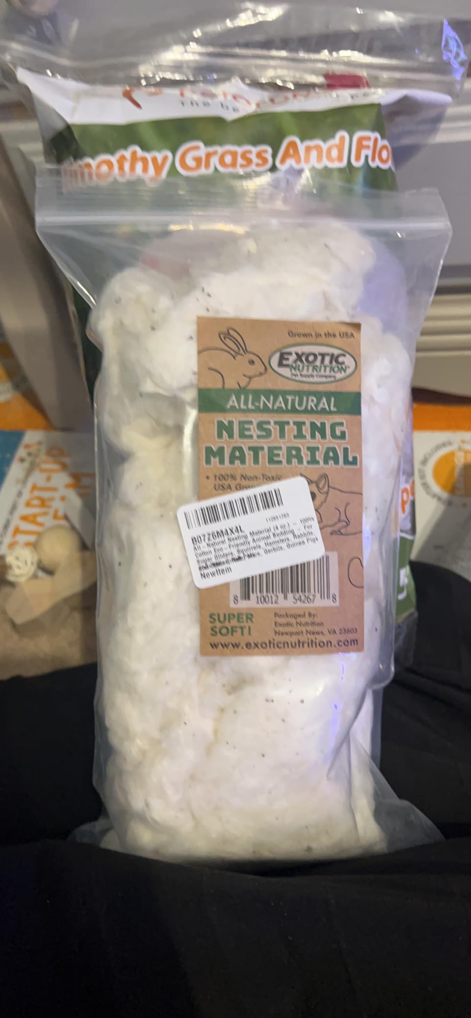 Exotic Nutrition All-Natural Nesting Material (4 oz.) - 100% Cotton Eco-Friendly Animal Bedding - for Sugar Gliders, Squirrels, Hamsters, Rabbits, Wild Birds & Wildlife customer photo 2