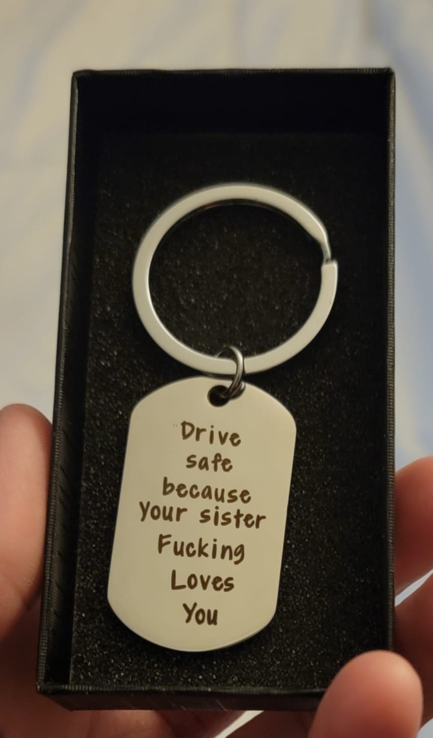 CINDYHE Drive Safe I Love You Keychain for Brother Sister Best Friend customer photo 2