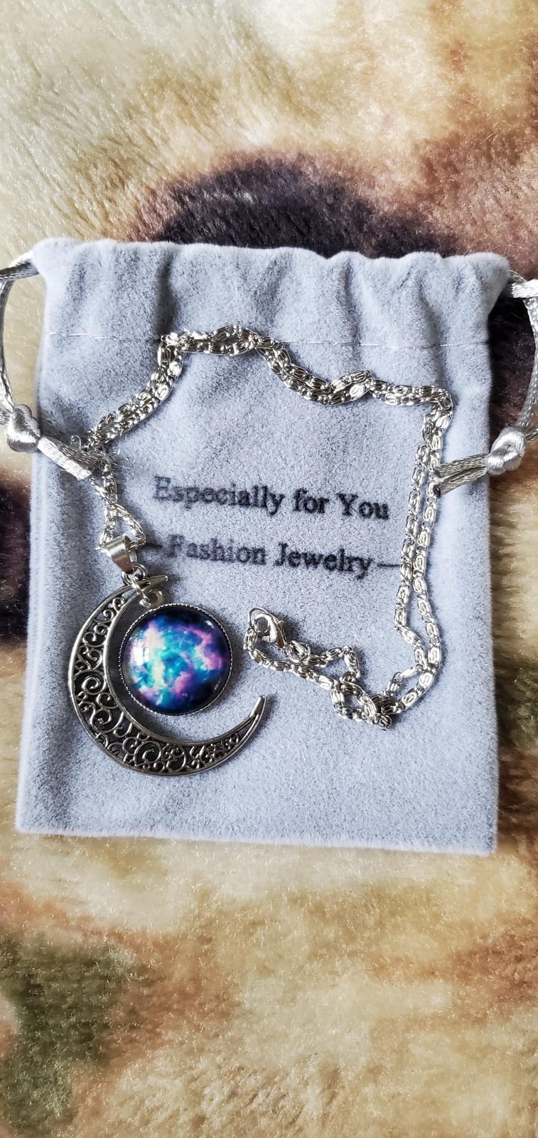 Lcbulu Galaxy Crescent Moon Pendant Necklaces Jewelry for Women Teen Girls 18'' customer photo 2