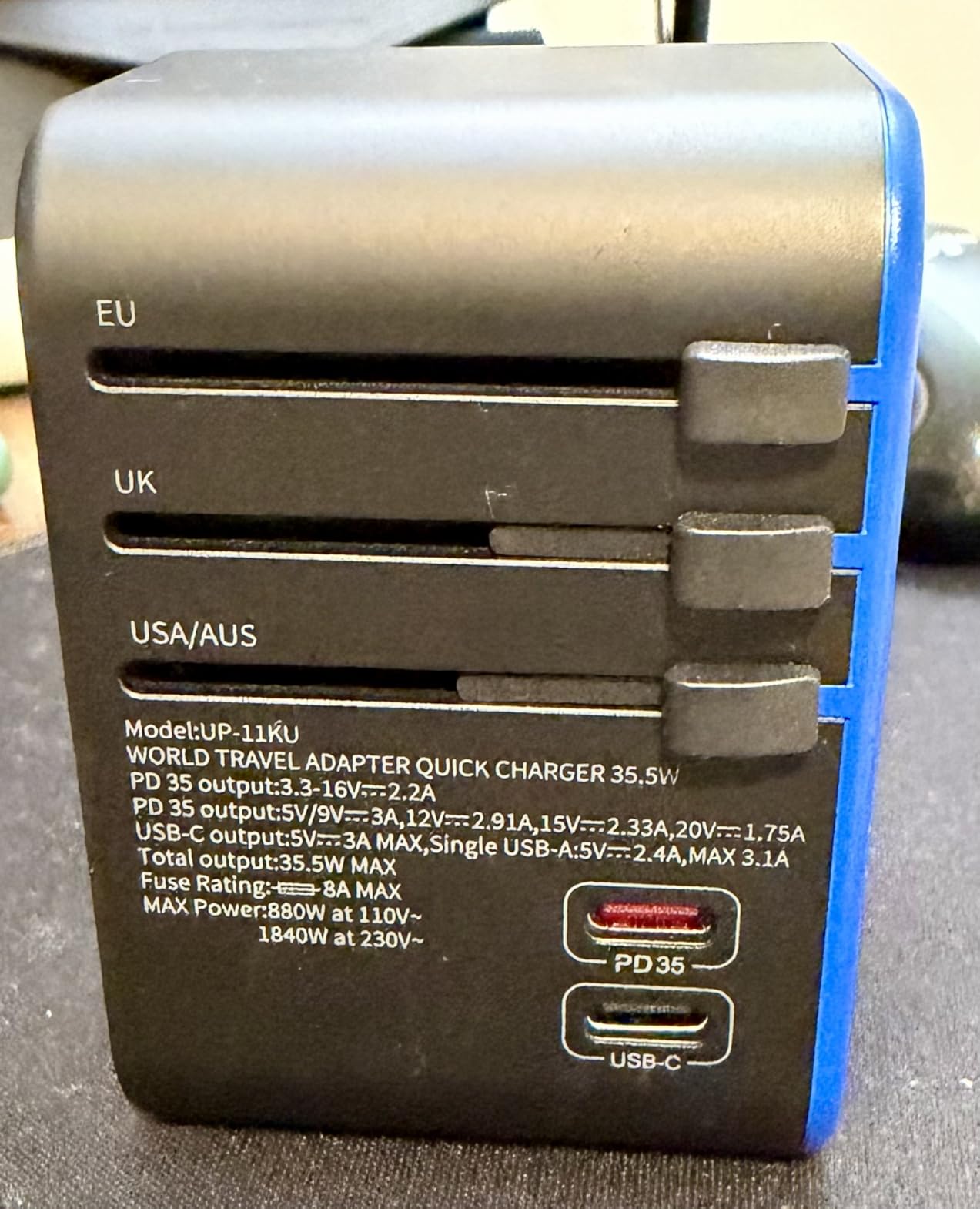 Ceptics 45W Universal Travel Adapter w/ 3 USB-A, 2 USB-C & Universal Input customer photo 2