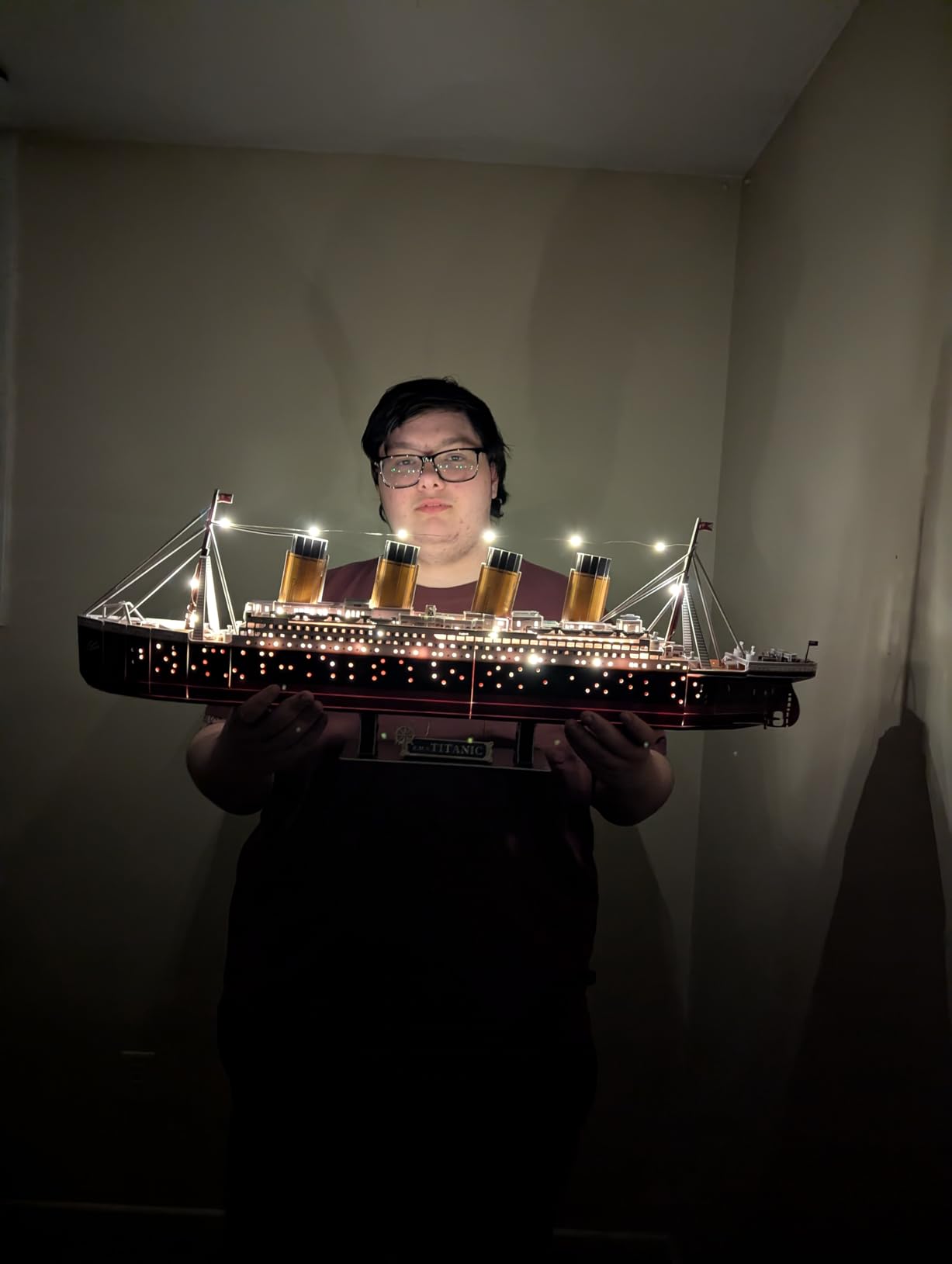 CubicFun Titanic 3D Model Ship Puzzle with LED Lights, 266 Pieces, 88 cm | 3D Puzzle for Adults LED 34.6 inch Titanic Model with 266 Pieces for Collectors, Home Decor Office Displays Shelf Displays customer photo 2
