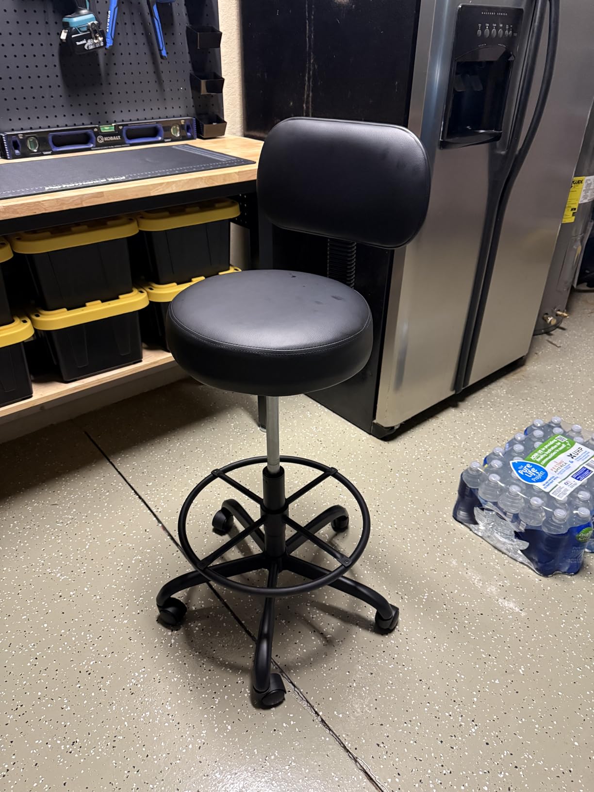 SUPERJARE Drafting Chair with Backrest, Adjustable Foot Rest Rolling Stool customer photo 1