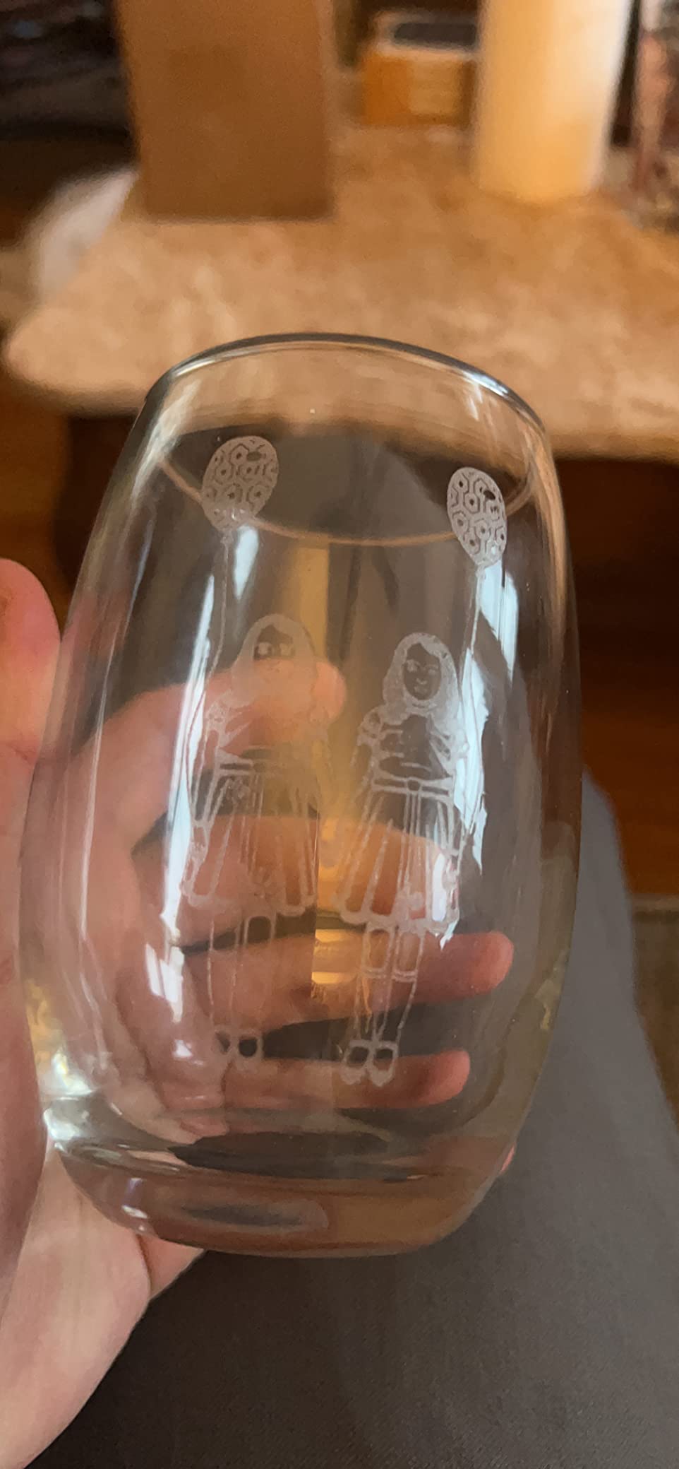 Hat Shark Stardrop Saloon Rustic Bar Food Game Parody Sign Logo - Laser Engraved Stemless Wine Glasses customer photo 1