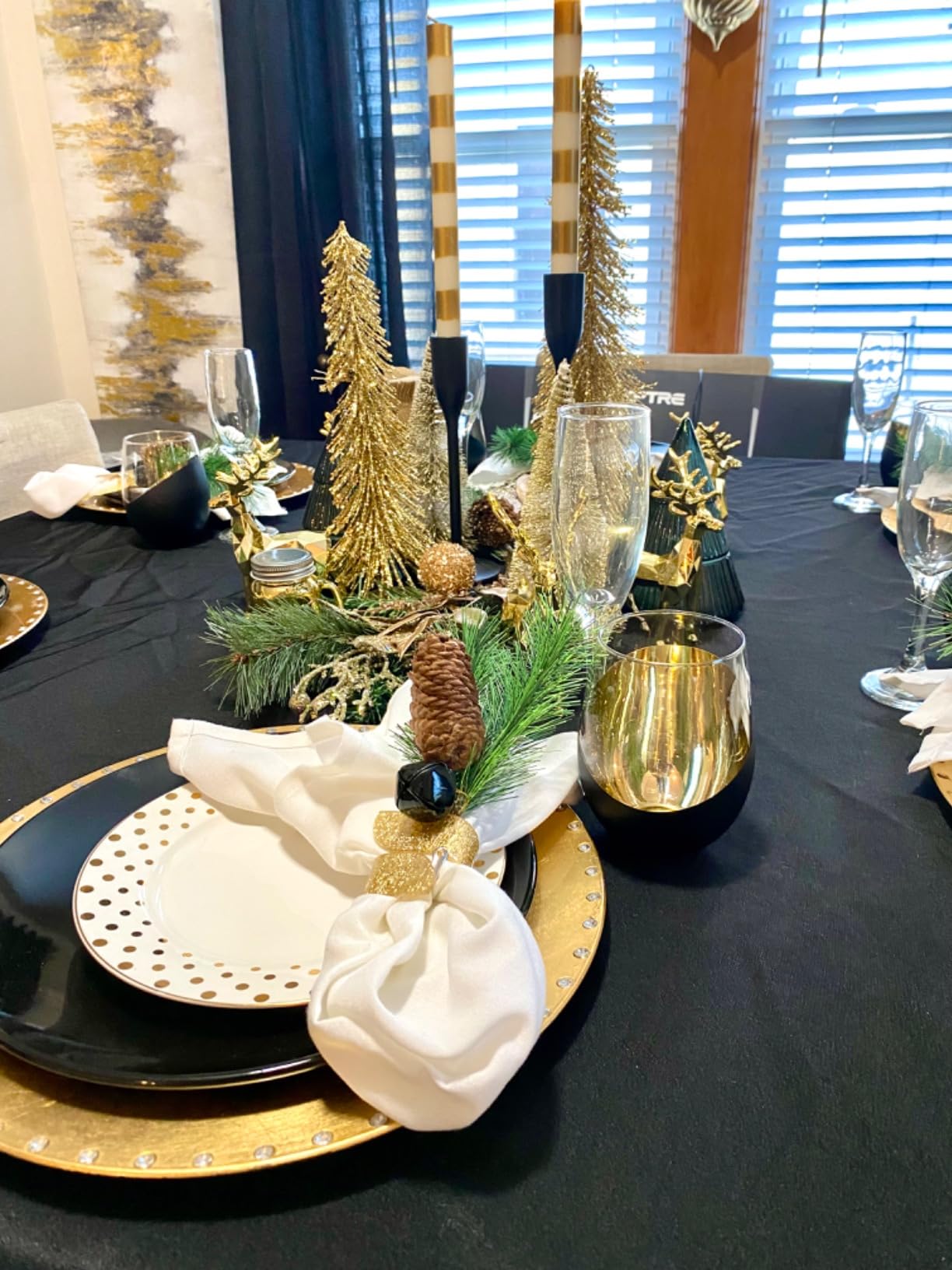 MyGift Black Wine Glasses Set of 4, Black and Gold Cups 18 oz with Metallic Angled Design, Wedding Party Home Bar Birthday Housewarming Gift customer photo 2