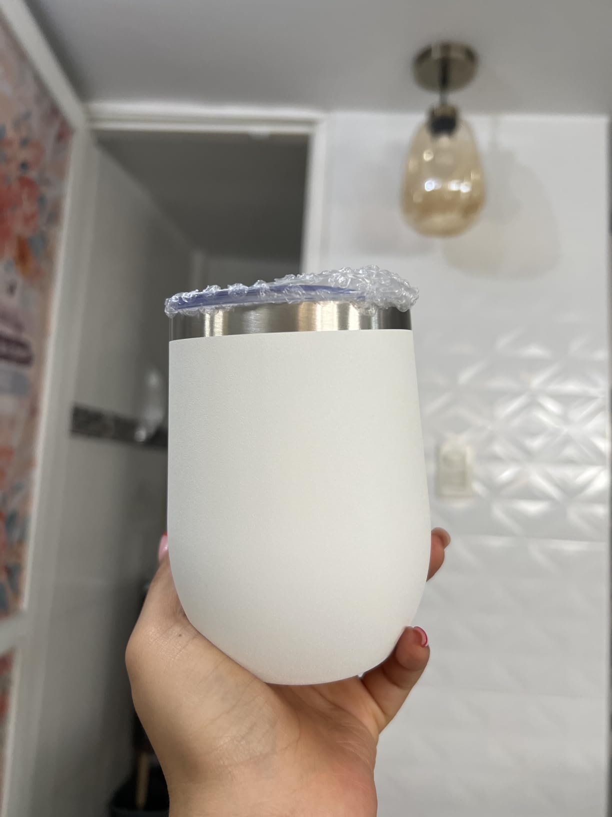 MEWAY Stemless 12oz Wine Tumbler Glasses with Lid -Insulated Double Wall Vacuum Stainless Steel Travel Tumbler with Straw,for Woman Under 10 dollars (Navy,1) customer photo 1