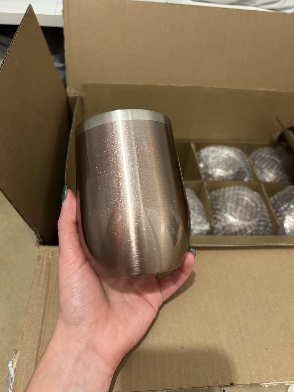 MEWAY Stemless 12oz Wine Tumbler Glasses with Lid -Insulated Double Wall Vacuum Stainless Steel Travel Tumbler with Straw,for Woman Under 10 dollars (Navy,1) customer photo 2