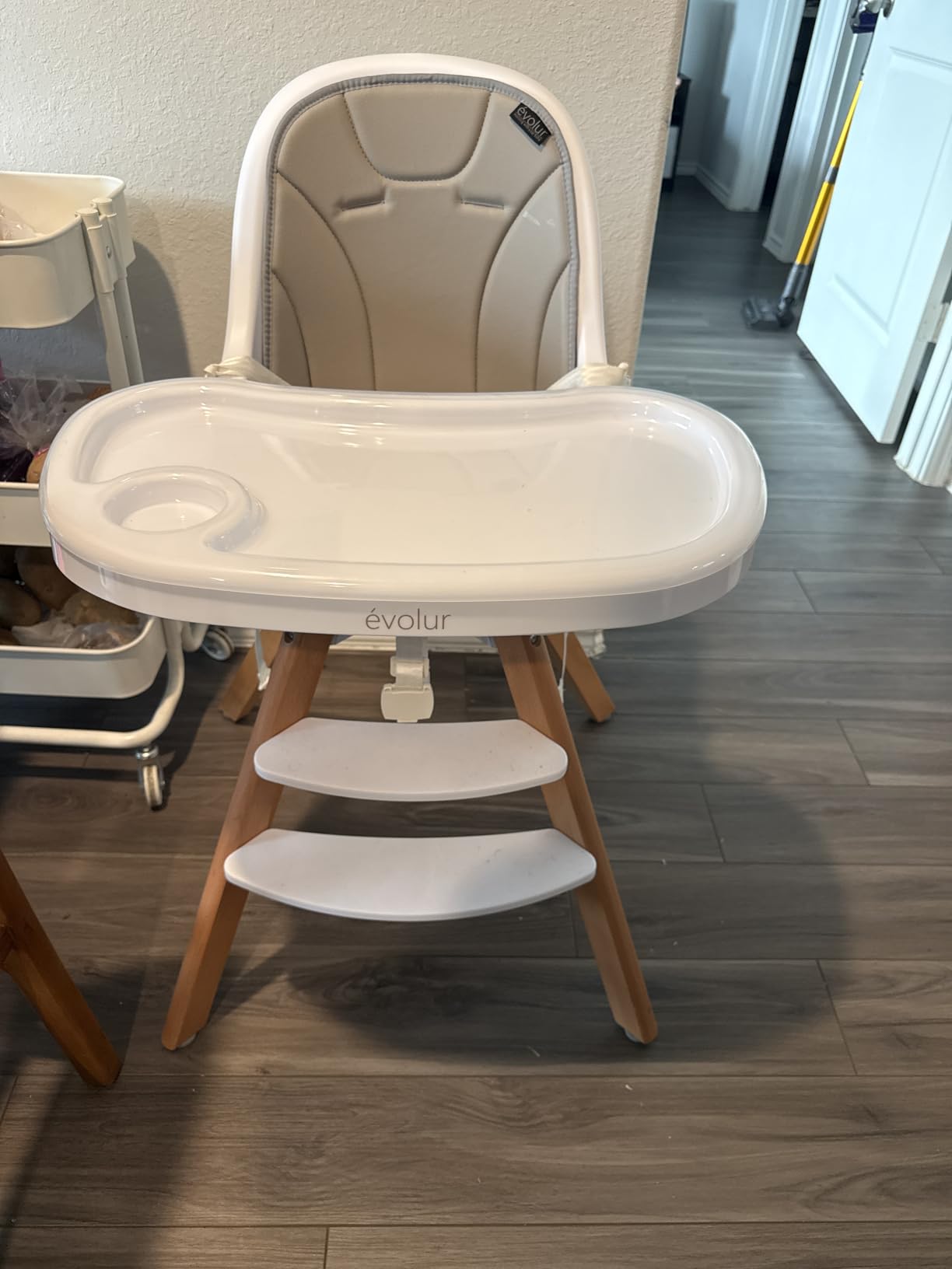 Evolur Zoodle 2-in-1 High Chair for Baby & Toddler – Convertible High Chair to Toddler Chair, Padded Seat, 5-Point Safety Harness, Dual Dishwasher-Safe Trays, Solid Beechwood Legs – Pink customer photo 2