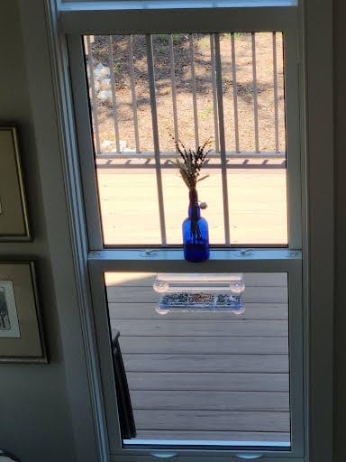D.F. Omer Window Bird Feeder with 3 Section Tray and Roof Cover, Weatherproof Outdoor Suction Cup Hanger Acrylic Plastic Bird Feeder , Clear customer photo 2