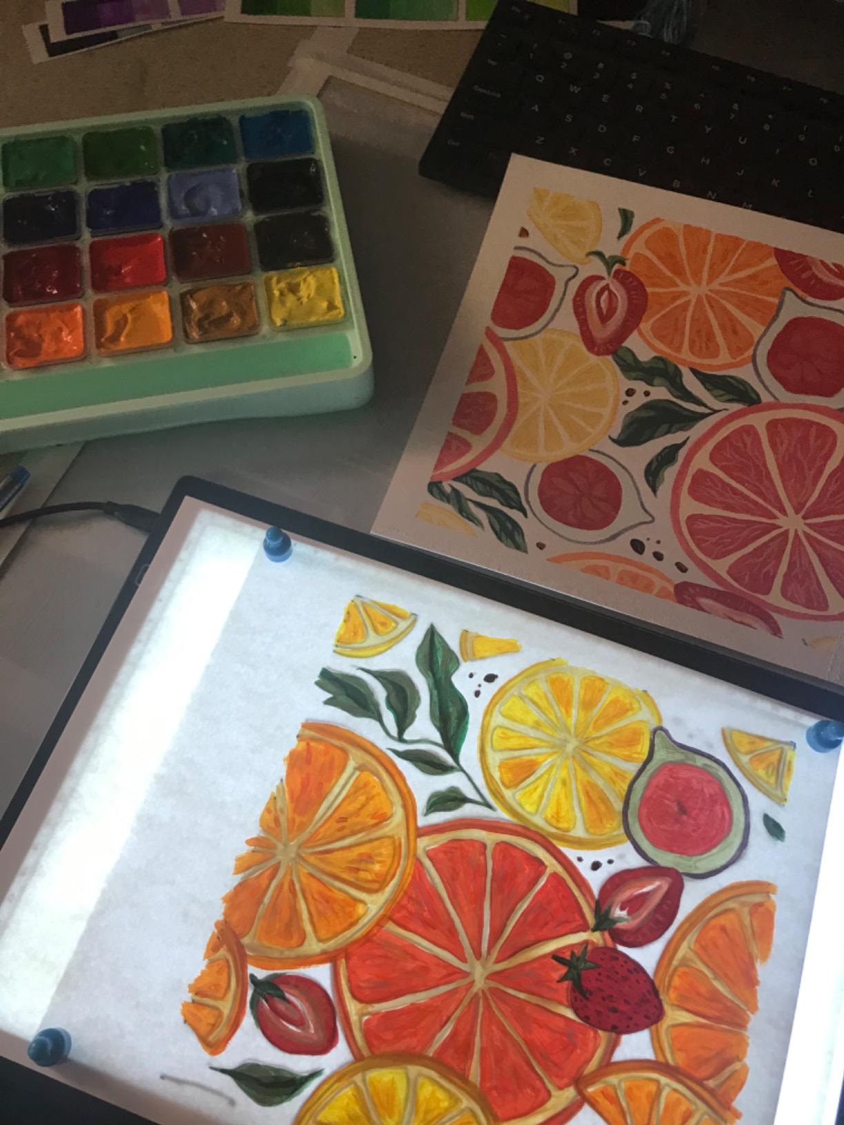 HIMI Gouache Paint Set, 24 Colors x 30ml Unique Jelly Cup Design with 3 Paint Brushes and a Palette in a Carrying Case, Non-Toxic Gouache Paint Perfect for Artists, Students(Green) customer photo 2