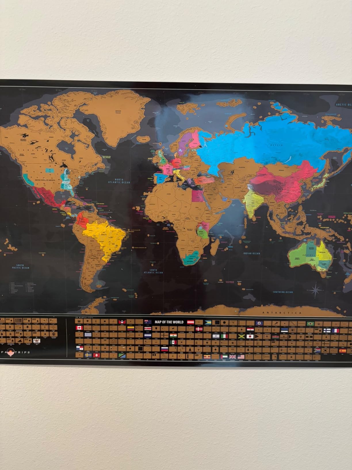 XL Scratch Off World Map with 233 Flags - 36 x 24 Scratch Off Map of The World + USA Scratch Map - Easy to Frame World Map + Tools - Detailed Travel Wall Poster - Deluxe Gift for Travelers customer photo 1