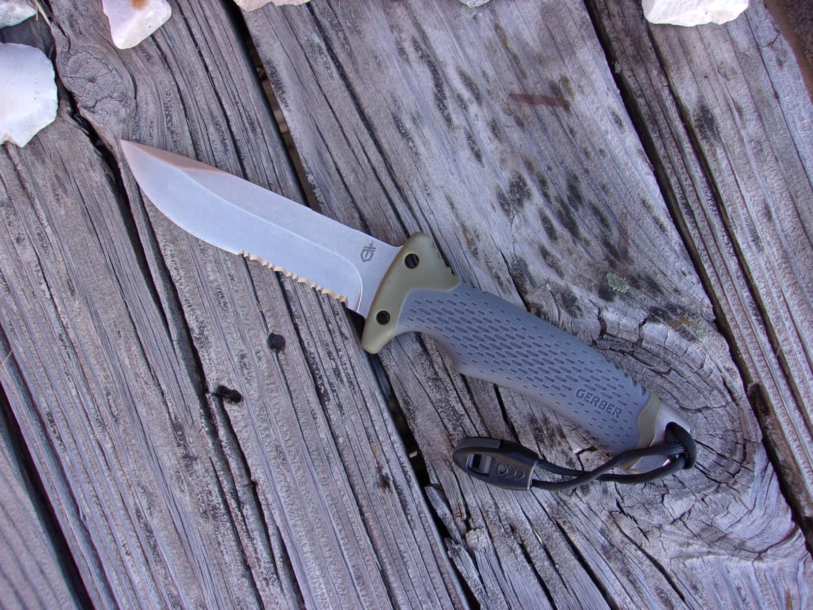 Gerber Ultimate Fixed Blade Knife w/Sheath, Knife Sharpener, Ferro Rod | Bushcraft & hunting knife, combo edge blade, whistle, sheath with integrated sharpener, fire starter, camping EDC tool customer photo 1