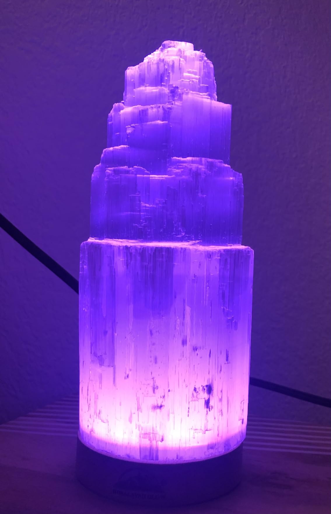 Himalayan Glow WBM Selenite Crystal Lamp 20cm, Moroccan Skyscraper Lamp, Crystals and Healing Stones for Healing and Meditation customer photo 2