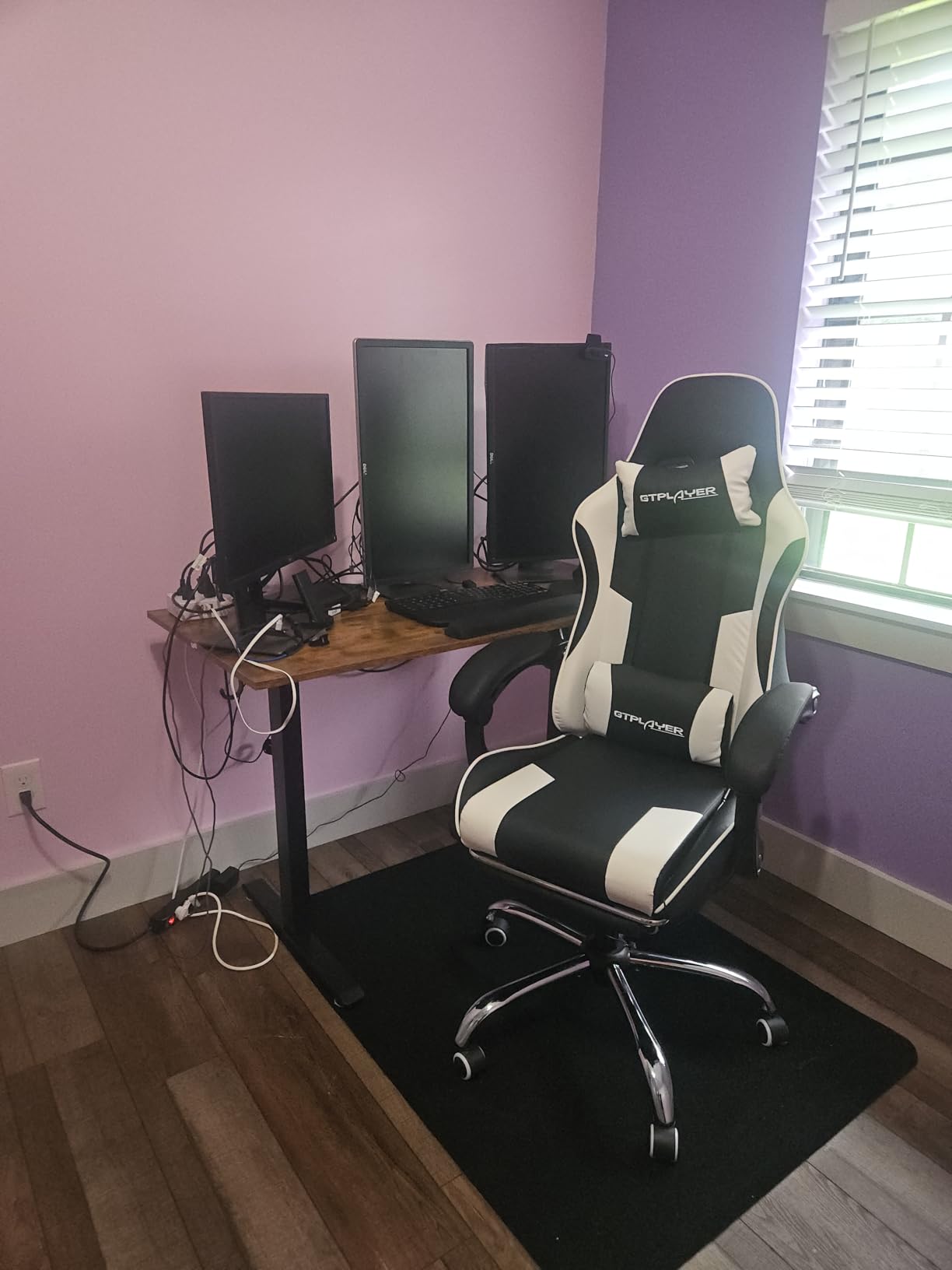 GTPLAYER Gaming Chair, Computer Chair with Footrest and Lumbar Support, Height Adjustable Game Chair with 360°-Swivel Seat and Headrest and for Office or Gaming (Faux Leather, Black) customer photo 2