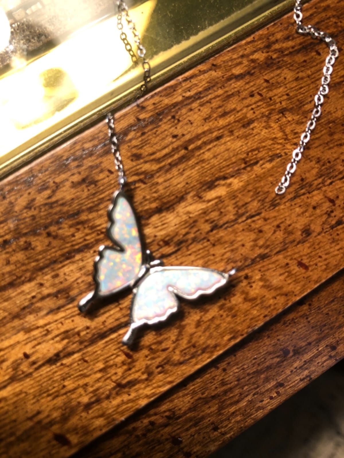 CUOKA MIRACLE Opal Butterfly Necklace for Women 925 Sterling Silver Dainty Cute Butterfly Charm Jewelry Delicate Pendant Butterfly Necklace Birthday Christmas Gift for Wife Girlfriend Mom Teen customer photo 2