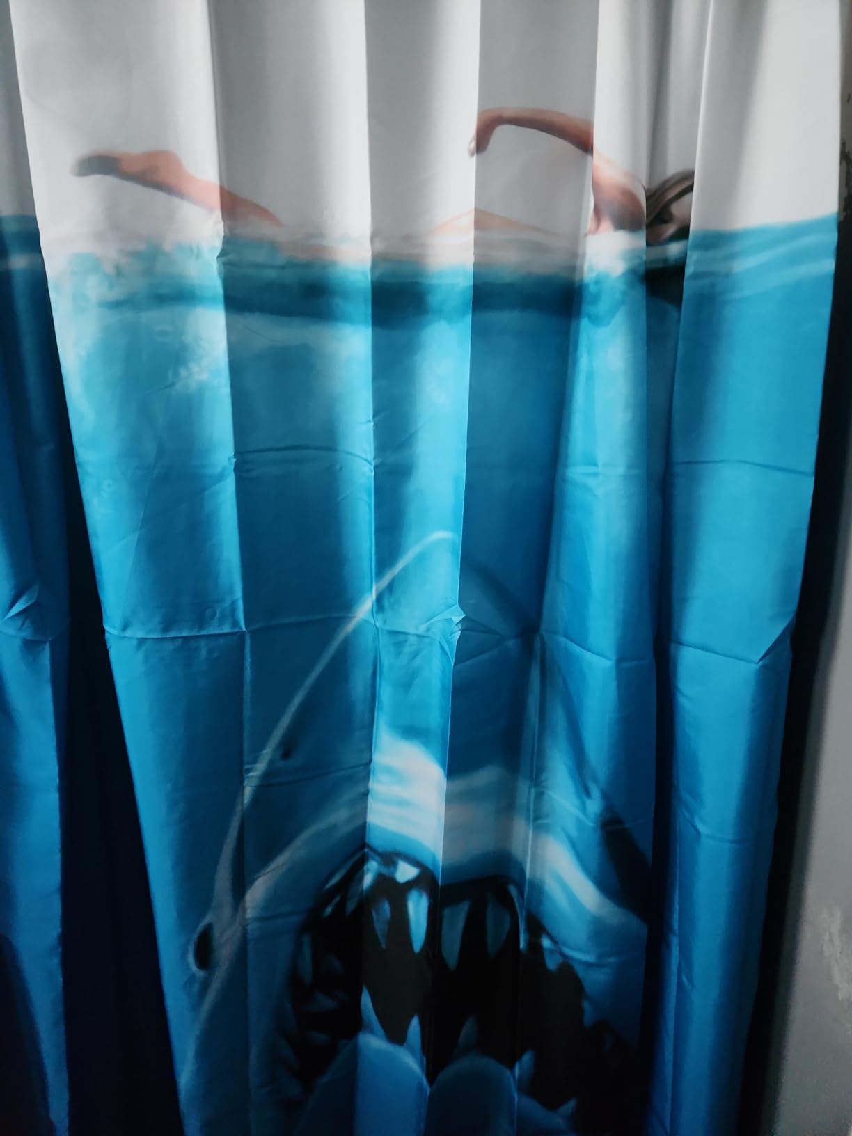 Ocean-Themed Shark Whale Shower Curtain Waterproof Bathroom Decorative Shower Curtain Simple Stylish with 12 Hooks 71x71 inches. customer photo 2