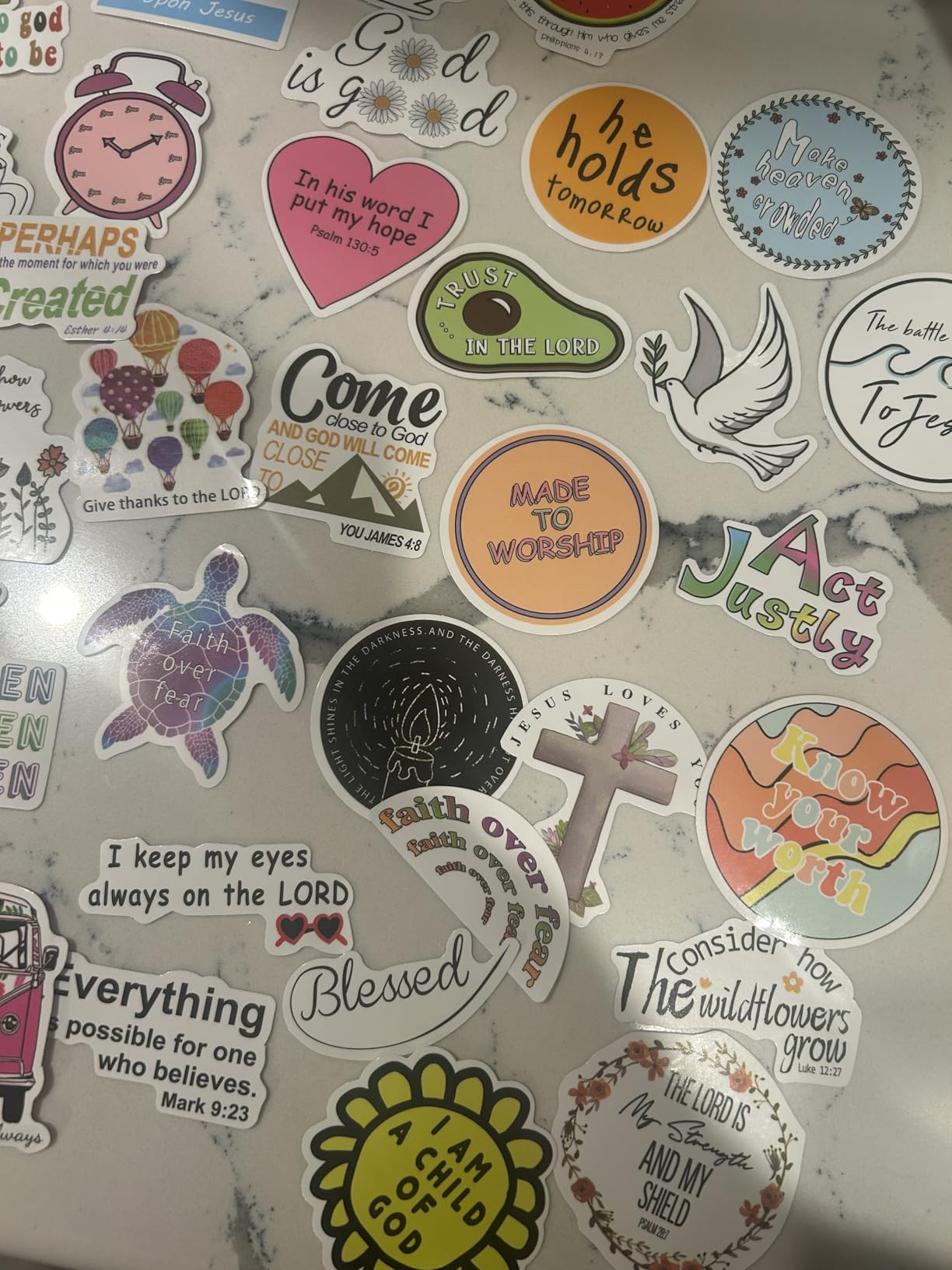 220Pcs Inspirational Christian Bible Verse Jesus Stickers, Christian Gifts | Vinyl Waterproof Religious Faith Decals for Water Bottle Laptop Scrapbook Journaling Adults Teens Kids, Bible Study Supplies customer photo 2