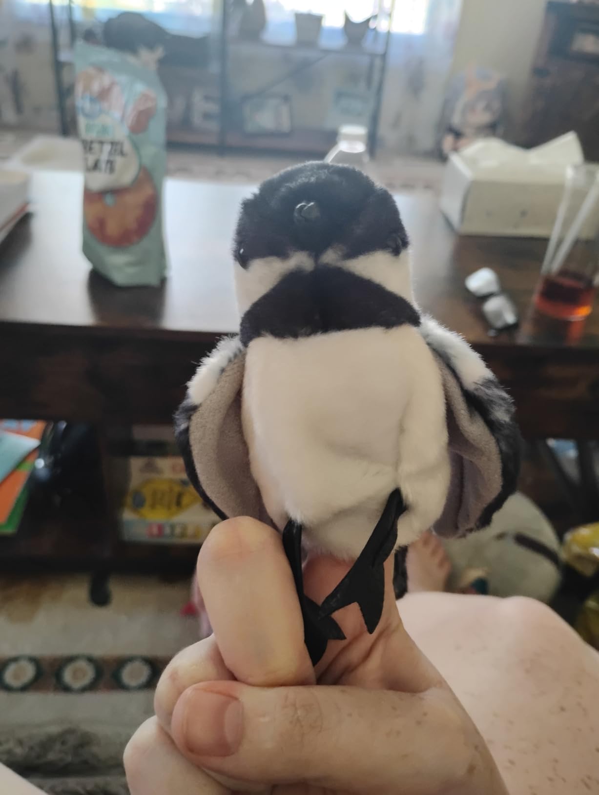 Folkmanis Mini Chickadee Finger Puppet, White; Black;gray customer photo 1