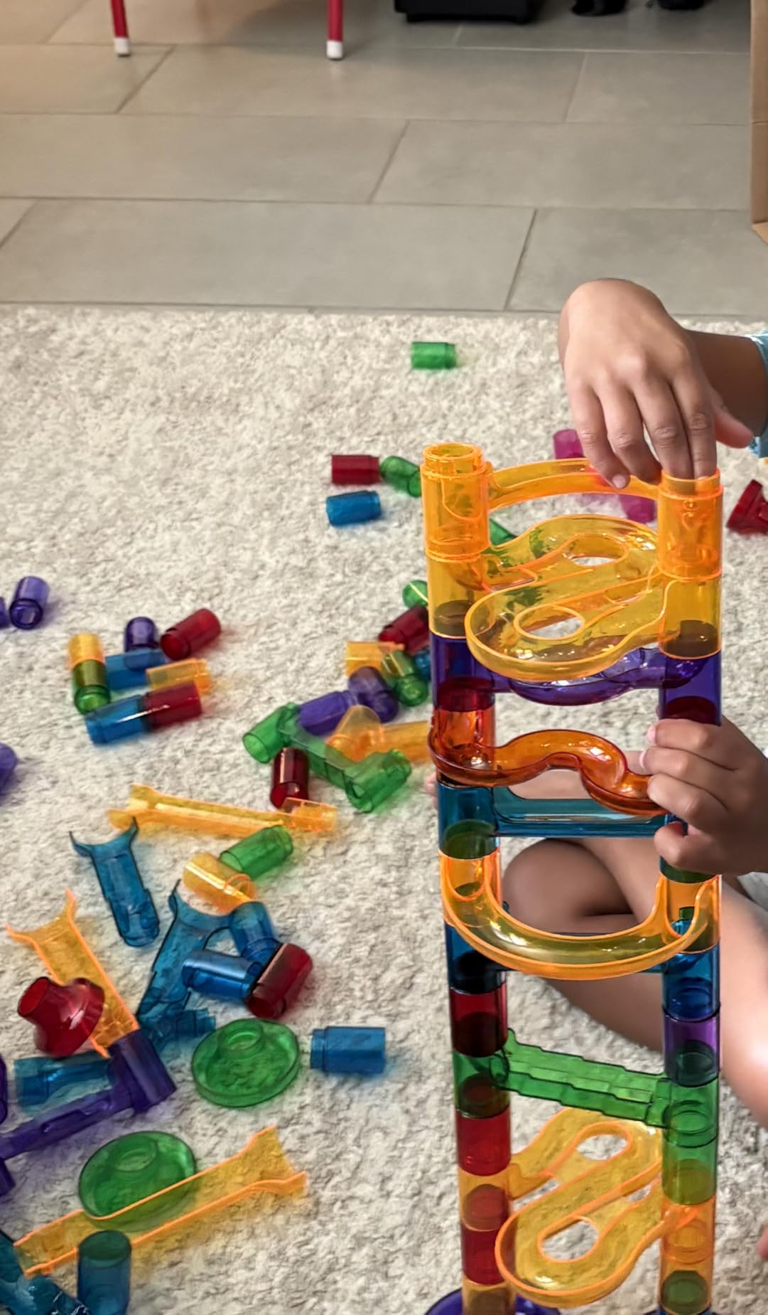 JOYIN 207Pcs Glowing Marble Run, Construction Building Blocks Toys with 5 Glow in The Dark, STEM Toy for Boys and Girls, Educational Toy, Birthday Gifts, Easter Basket Stuffers customer photo 1
