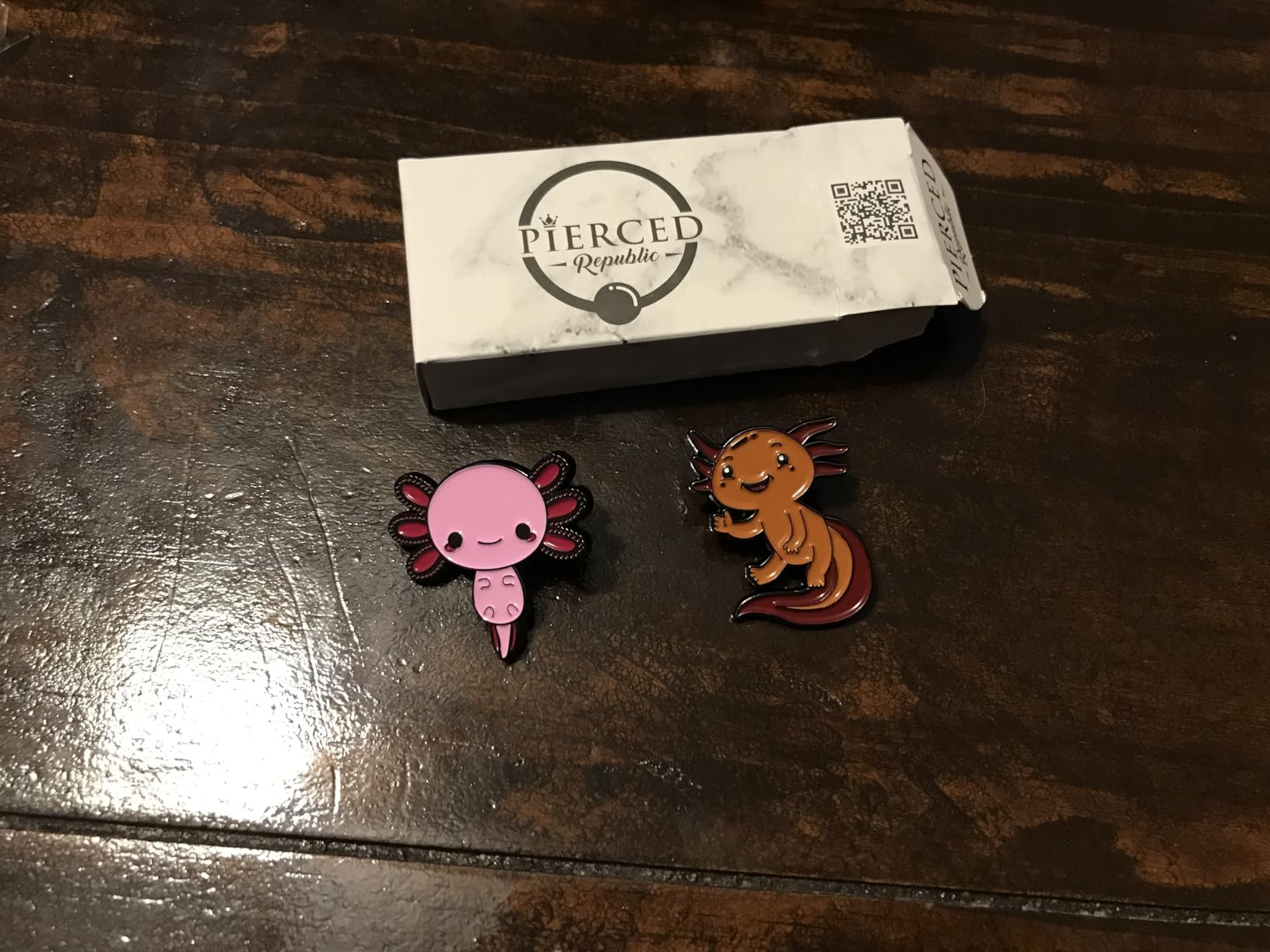 2 Pack! Axolotl Enamel Pins with Safety Backing. 2 Pieces, Cute & Waving customer photo 1