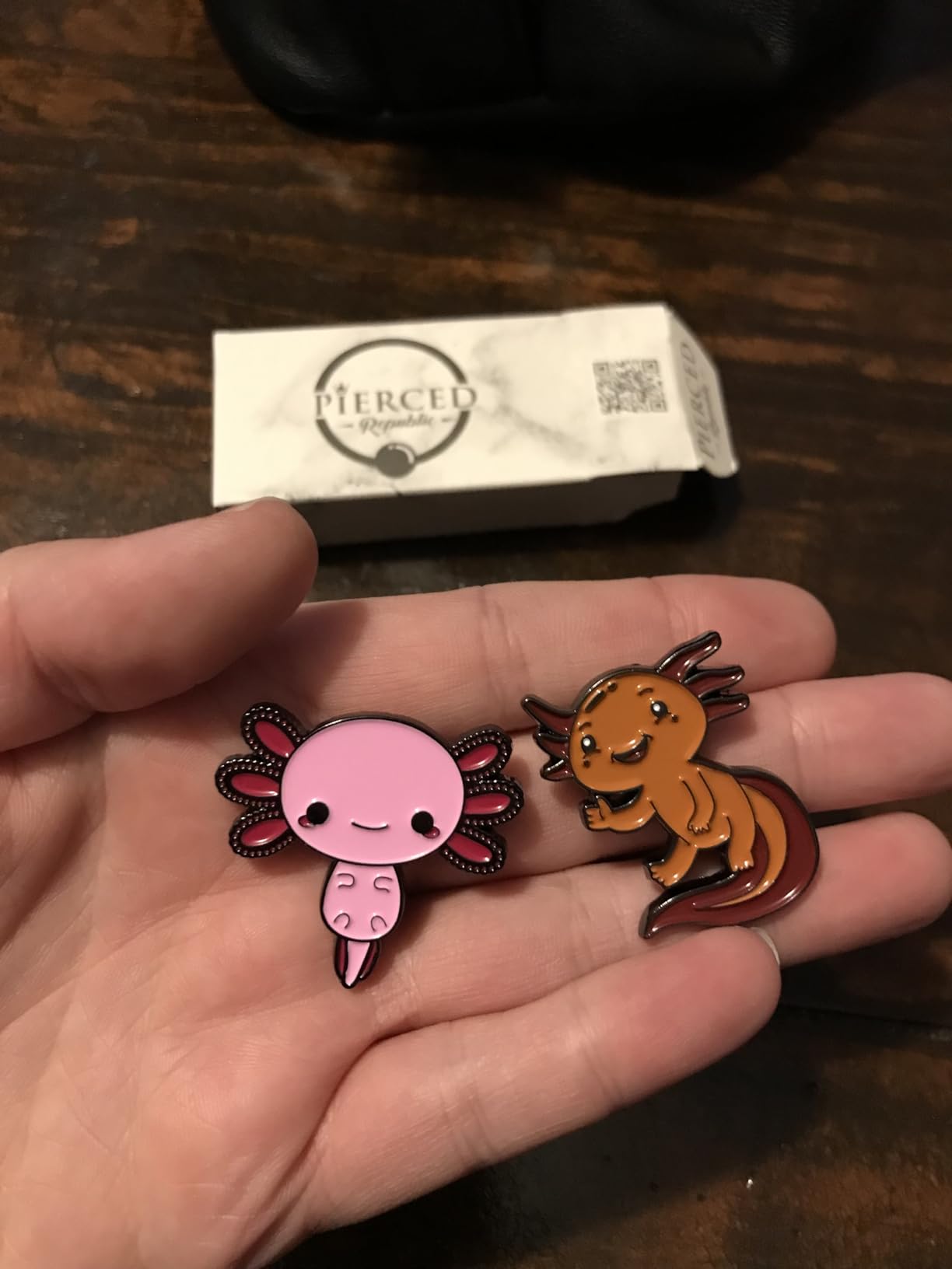 2 Pack! Axolotl Enamel Pins with Safety Backing. 2 Pieces, Cute & Waving customer photo 2