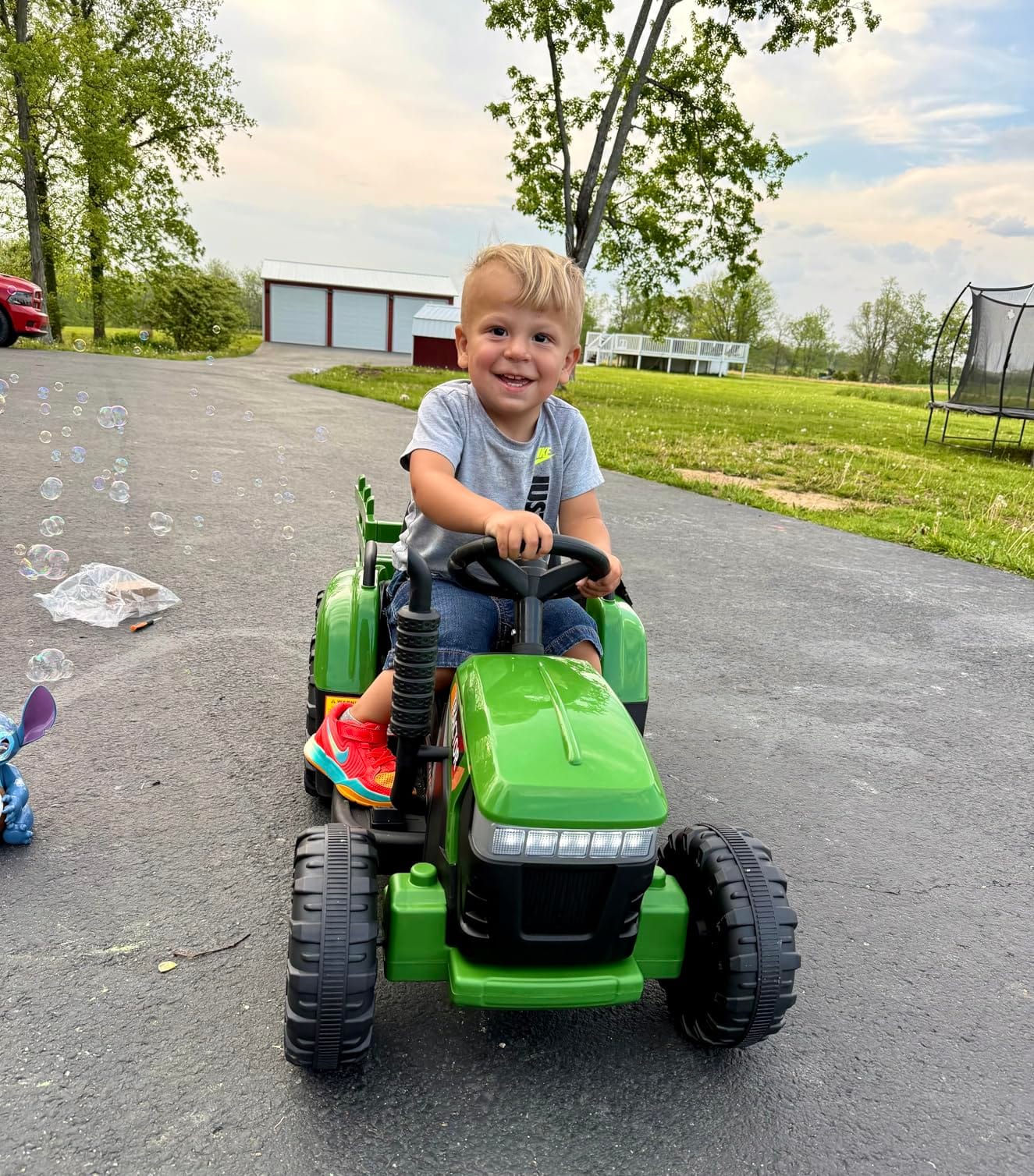 TOBBI 12V Kids Electric Tractor with Trailer, Toddlers Ride On Car to Drive customer photo 2