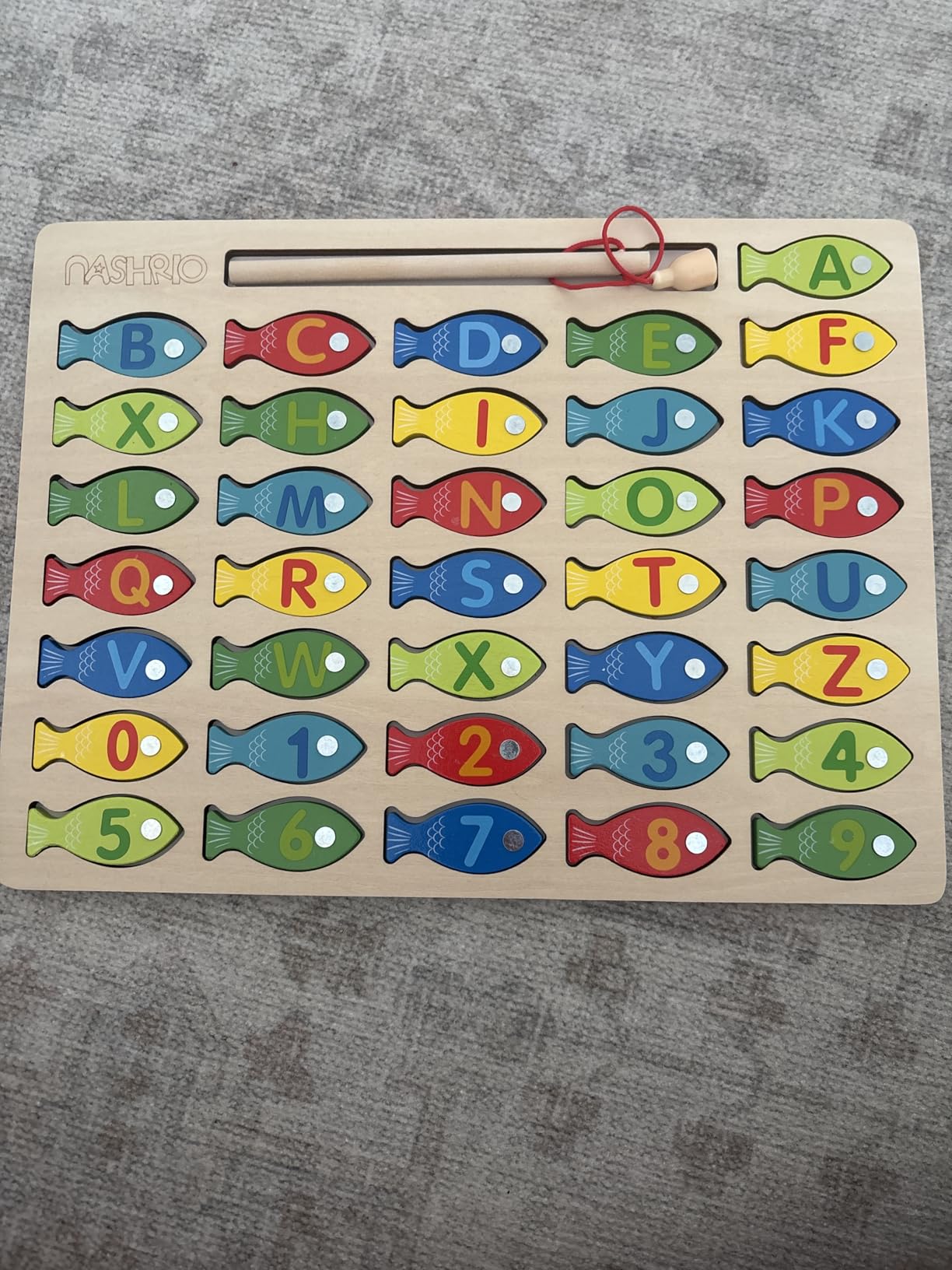 Magnetic Wooden Fishing Game Toy for Preschoolers, Alphabet Fish Catching Counting Games Puzzle with Numbers and Letters, Preschool Learning ABC and Math Educational Toys for 3 4 5 Years Old Kids customer photo 1