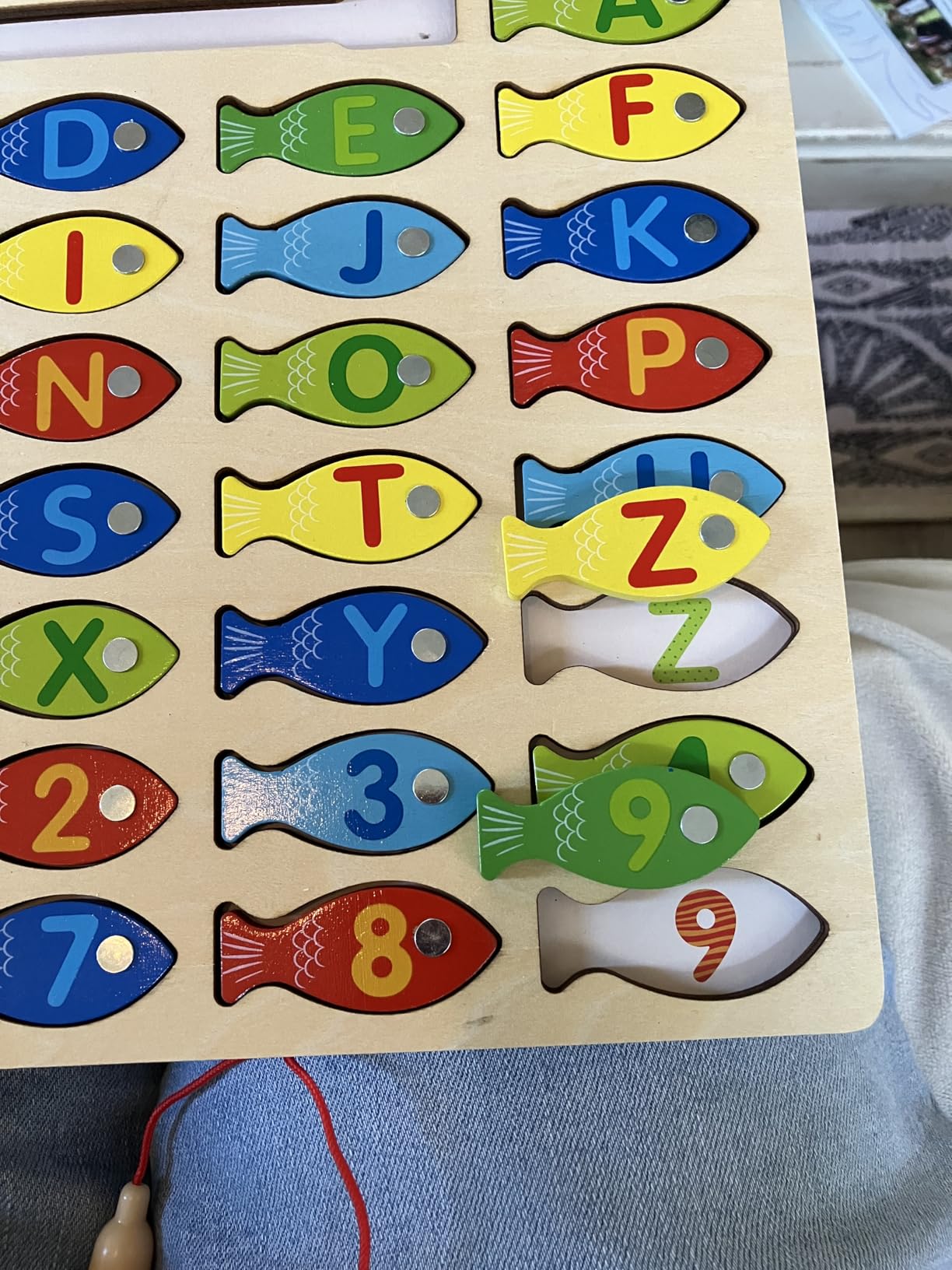 Magnetic Wooden Fishing Game Toy for Preschoolers, Alphabet Fish Catching Counting Games Puzzle with Numbers and Letters, Preschool Learning ABC and Math Educational Toys for 3 4 5 Years Old Kids customer photo 2