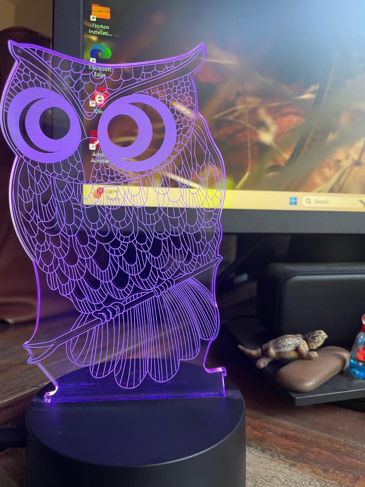 i-CHONY Owl Night Light, 3D Illusion Lamp 7 Colors Auto Changing Touch Table Lamp, Bedside Lamp, Owl Gifts, Holiday, Women, Nursery, Home Decor, Xmas customer photo 1
