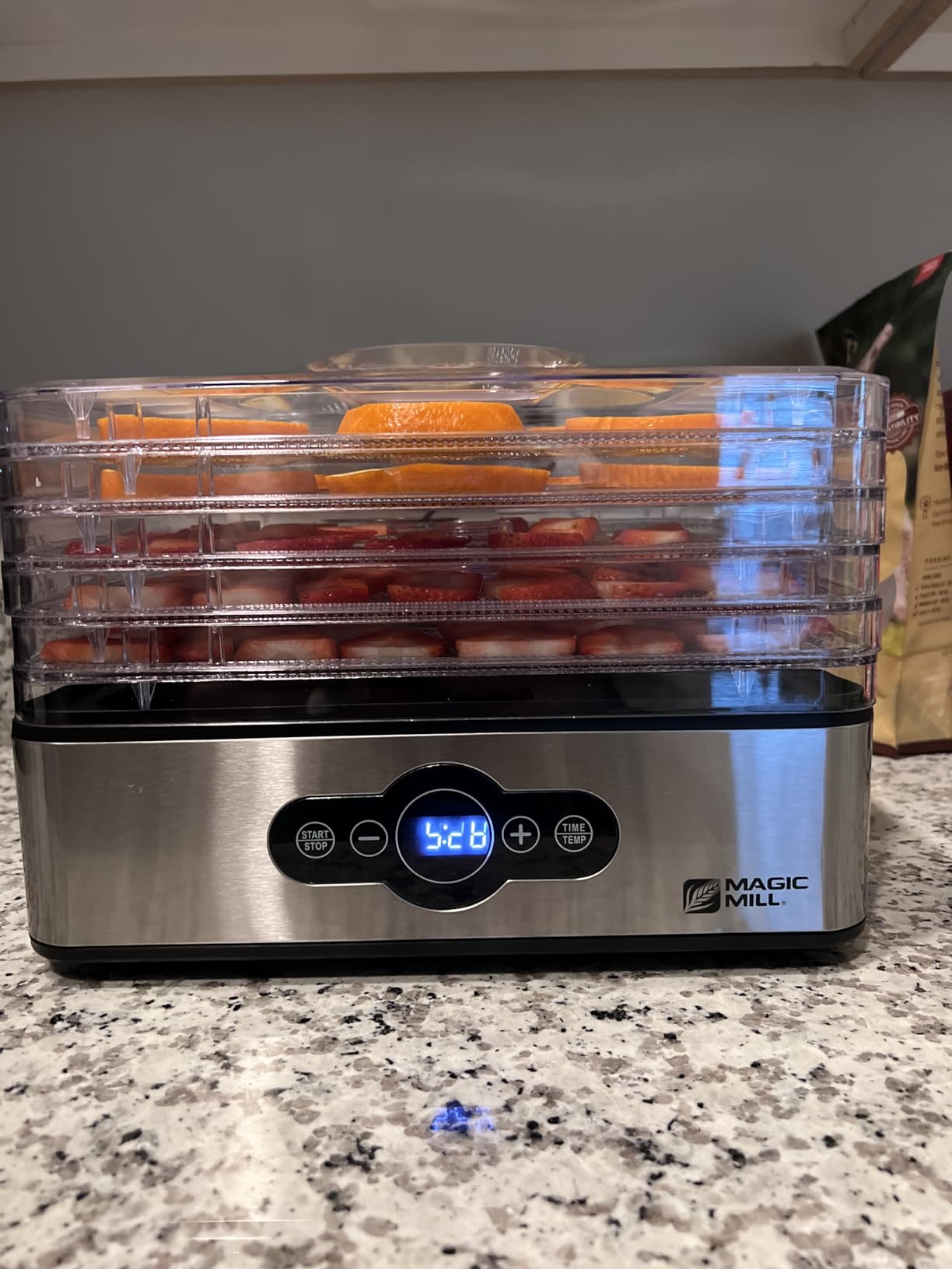 Magic Mill Food Dehydrator Machine | 5 Stackable Stainless Steel Trays, 48H Digital Adjustable Timer & Temperature Control Upto 167° Electric Dryer & Preserver for Jerky, Fruit, Dog Treats & Much More customer photo 2