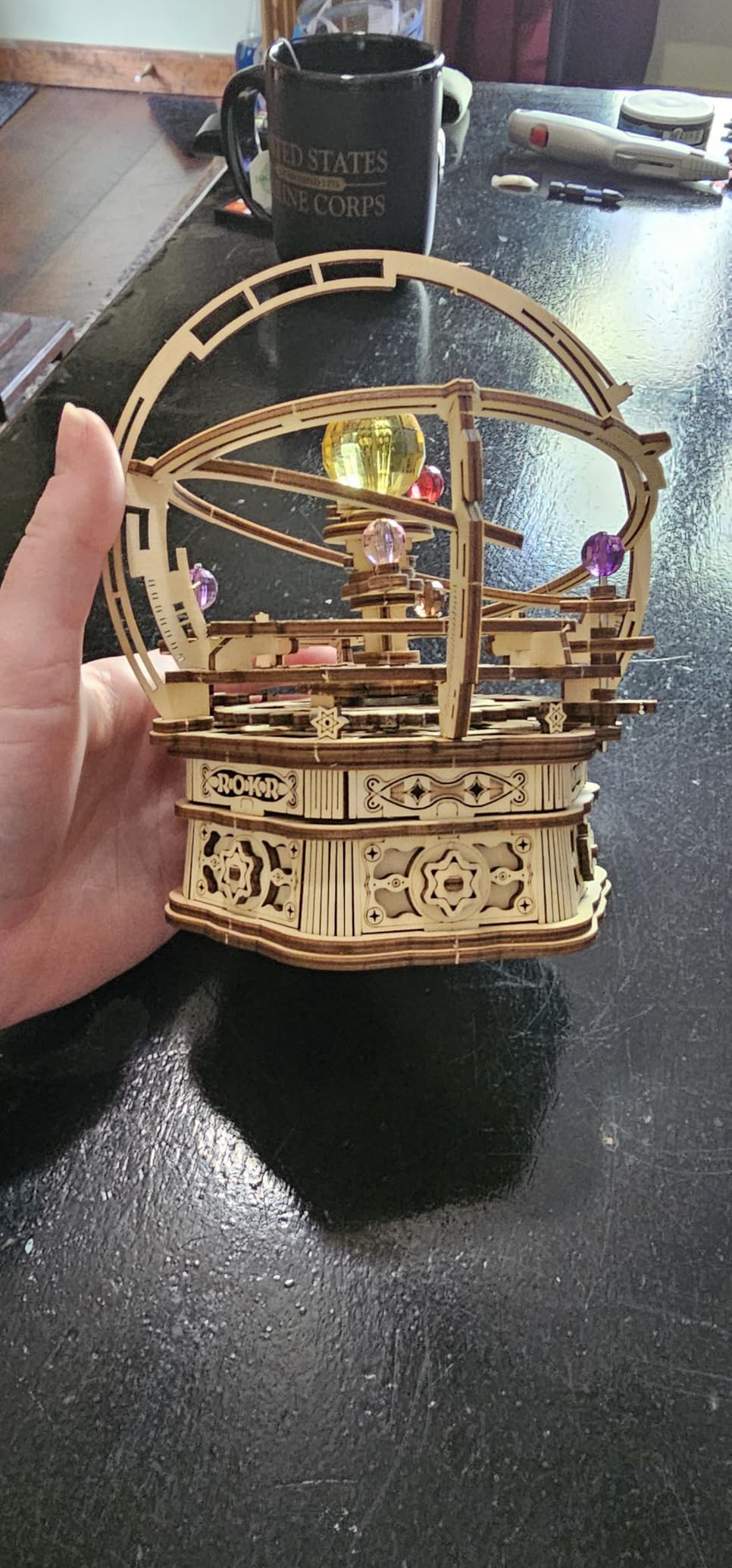 ROKR 3D Wooden Puzzles for Adults Mechanical Music Box-Starry Night, DIY Rotating Music Box Model Building Kits for Teens, DIY Crafts/Hobbies/Gifts Desk Decor for Boys Ages 14+ (Starry Night) customer photo 2