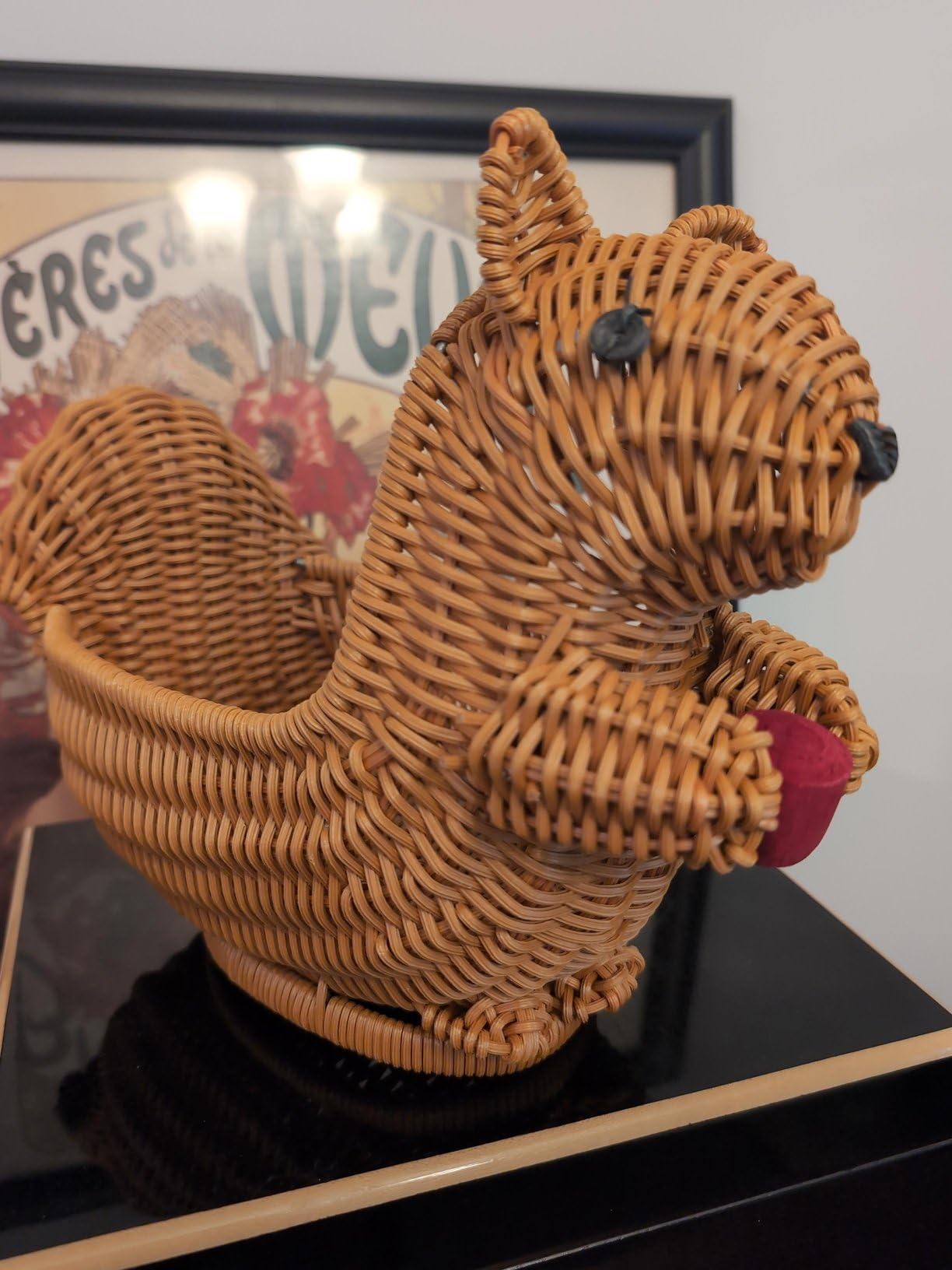 Cabilock Squirrel Fruit Basket 11 Inch Rattan Woven Decorative Bowl for Kitchen Counter Snack and Fruit Holder Living Room Display customer photo 1